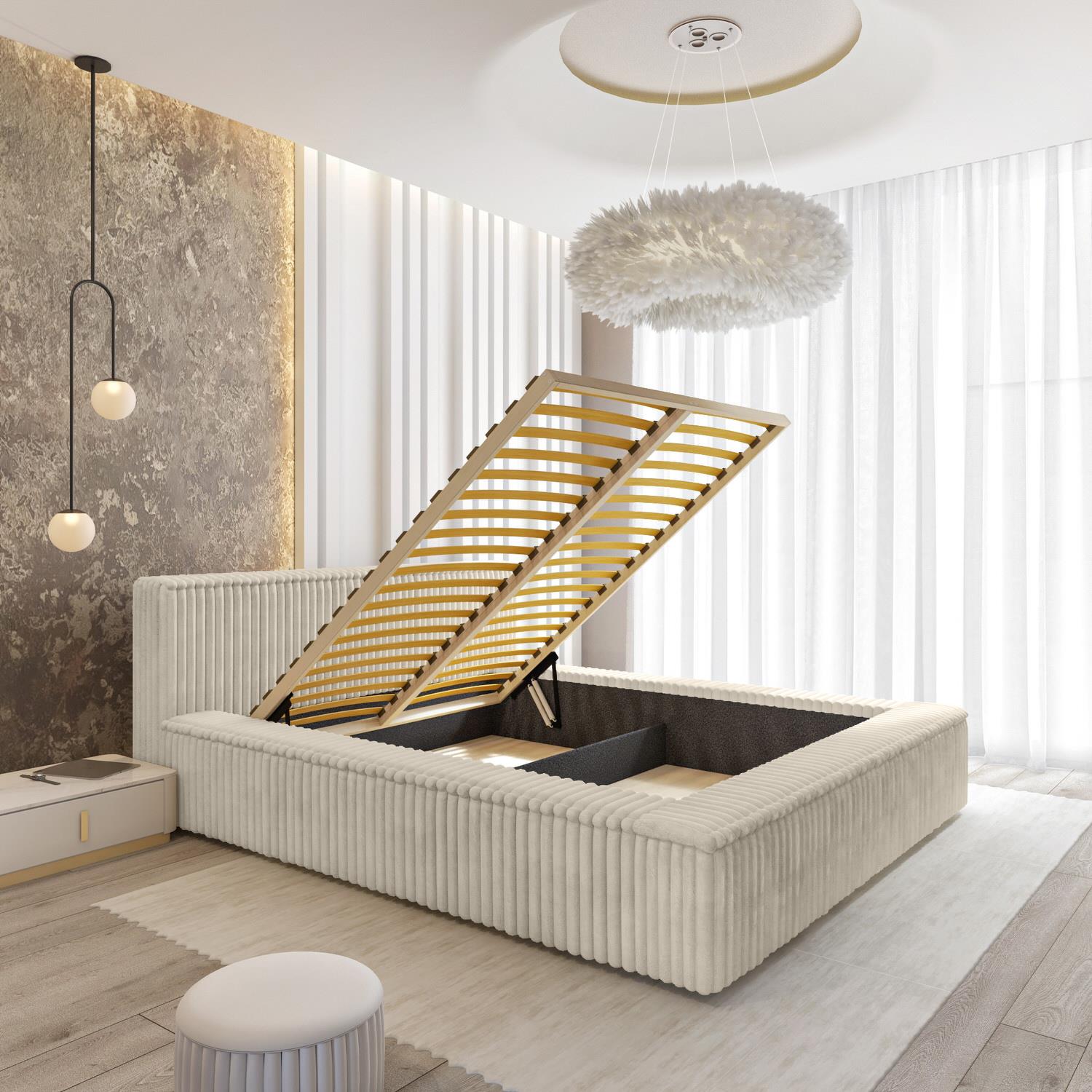 Trae Mobler Melody 160 x 200 cm Gestoffeerd Bed Creme