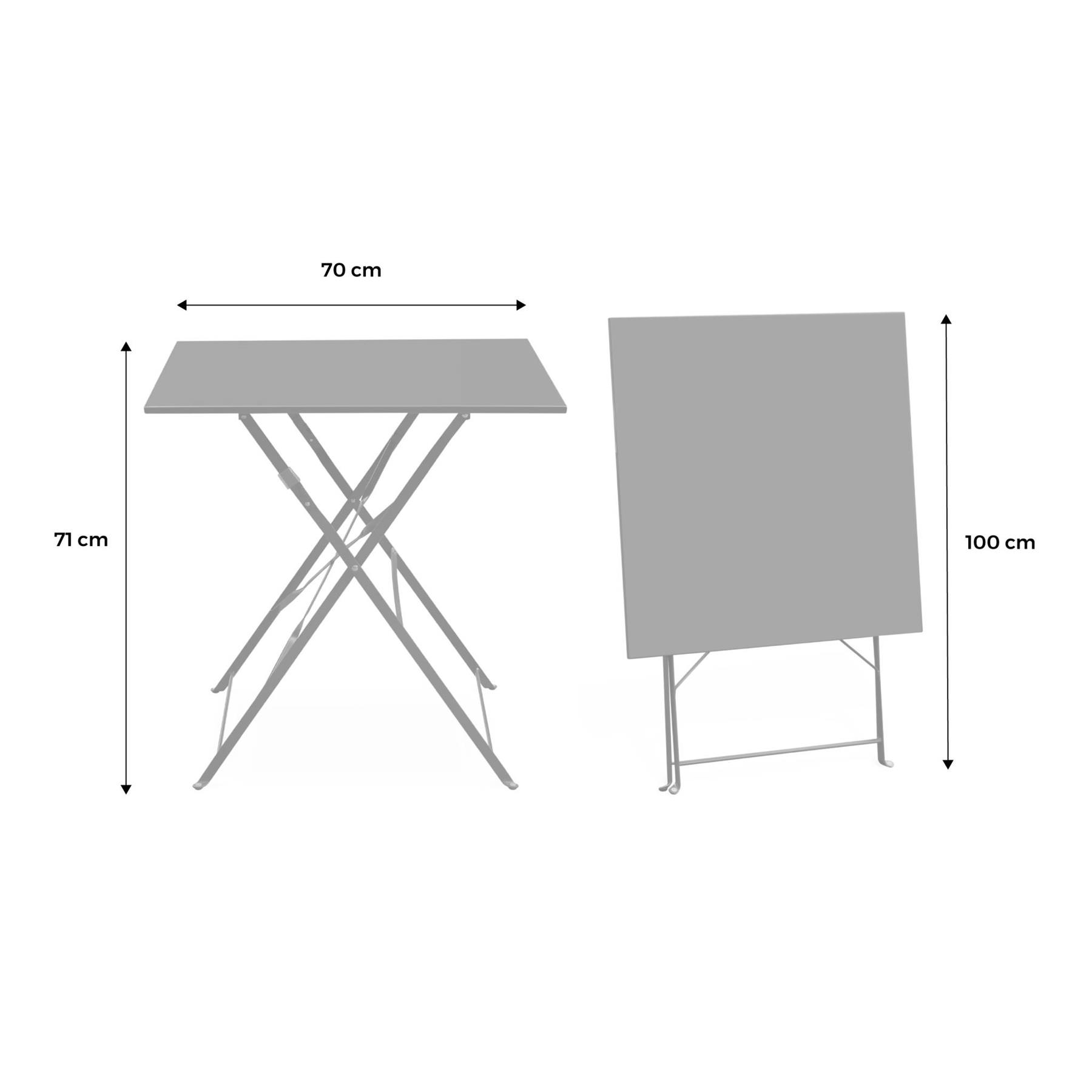 sweeek - Inklapbare metalen bistrotafel 70 x 70cm, voor 2 personen