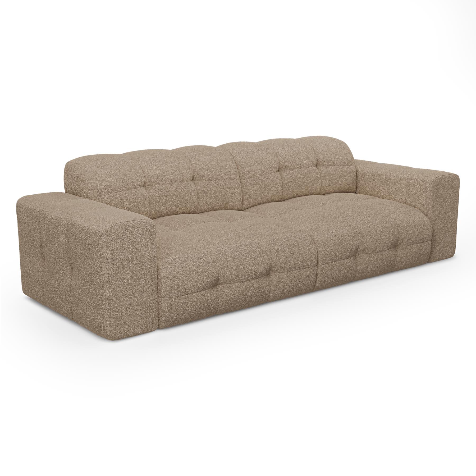 Sofa 4 zits stof bouclette taupe 230cm