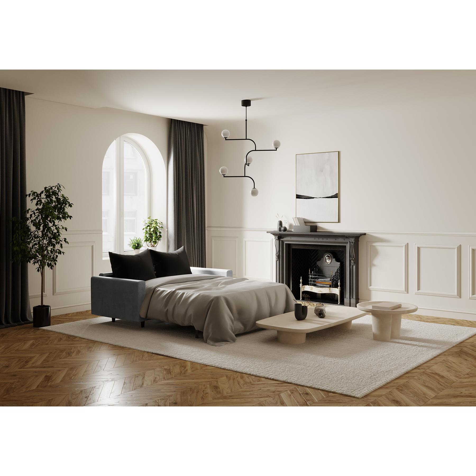 Express slaapbank dunlopillo fluweel beton grijs 140cm