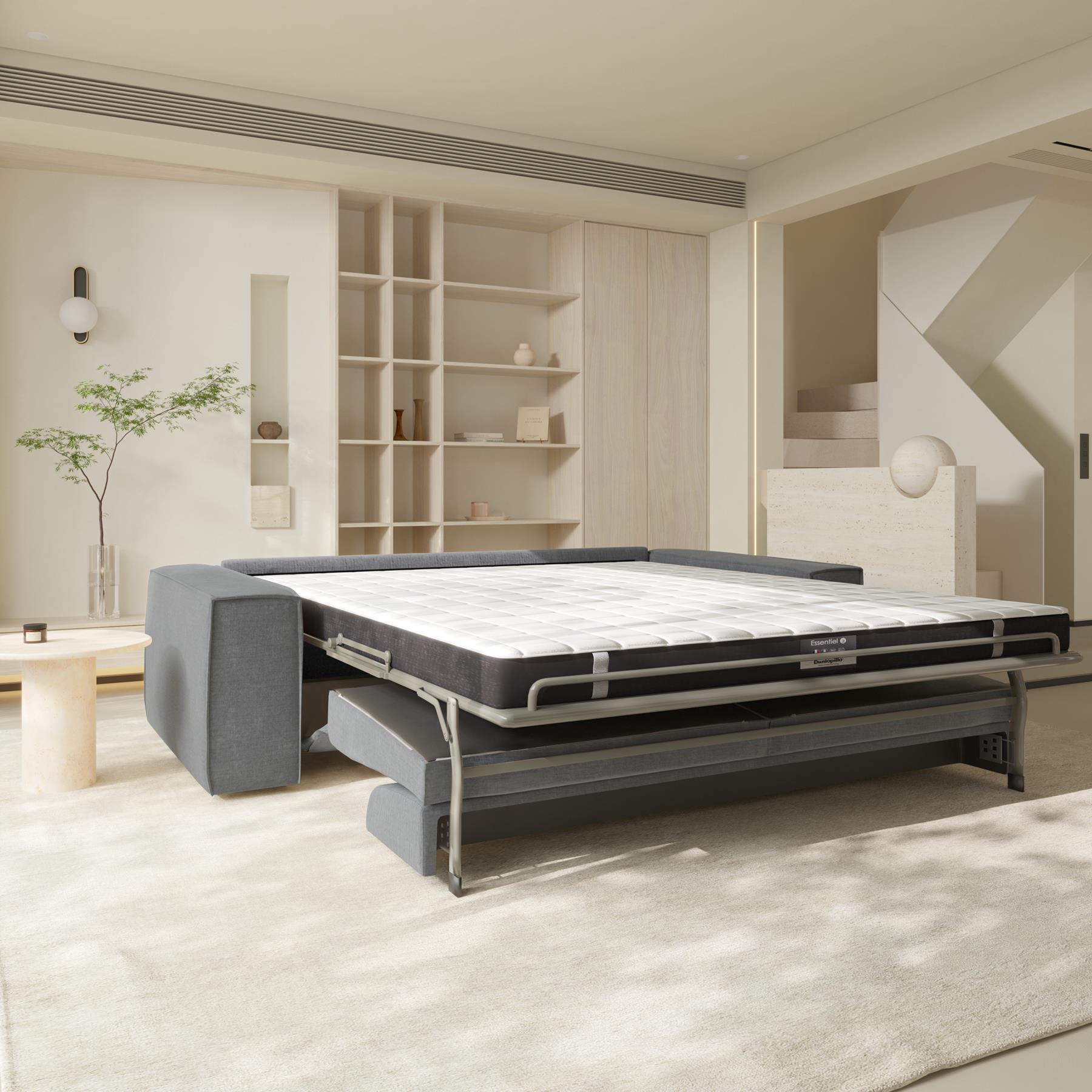 Express slaapbank dunlopillo fluweelmotief grijs 160cm