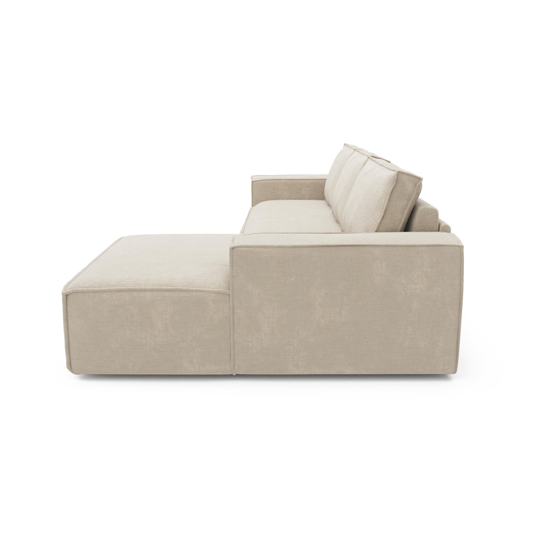 Slaapbank rechte hoek dunlopillo fluweelmotief crème 140cm