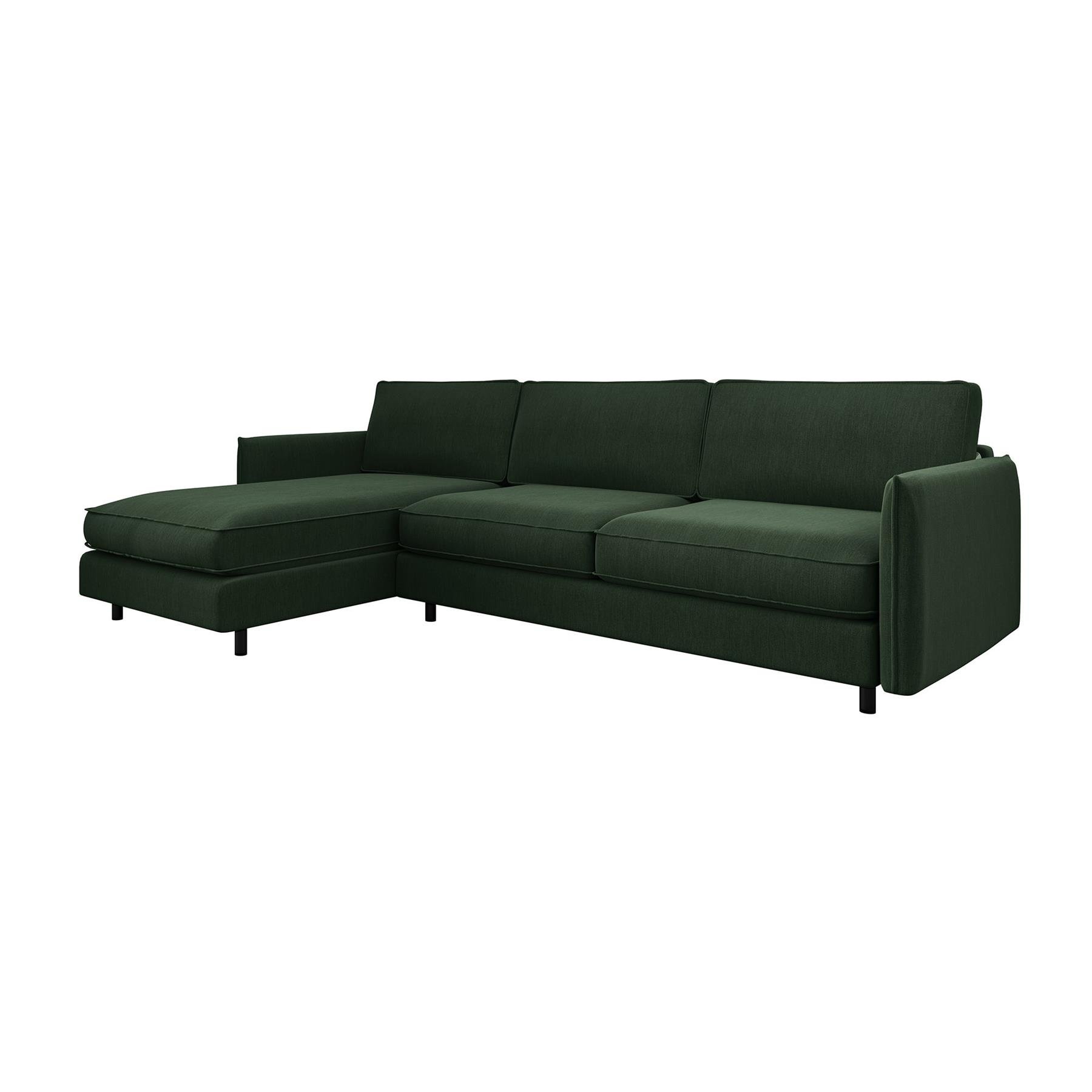 Slaapbank linkerhoek matras weefstof olijfgroen 140cm