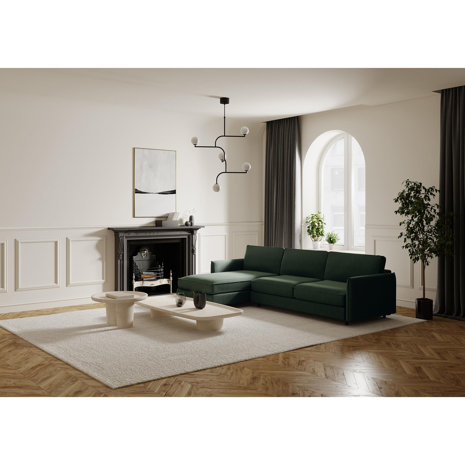 Slaapbank linkerhoek matras weefstof olijfgroen 140cm
