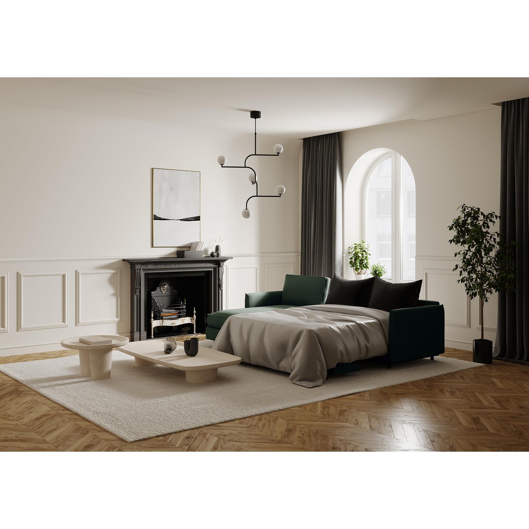 Slaapbank linkerhoek matras weefstof olijfgroen 140cm