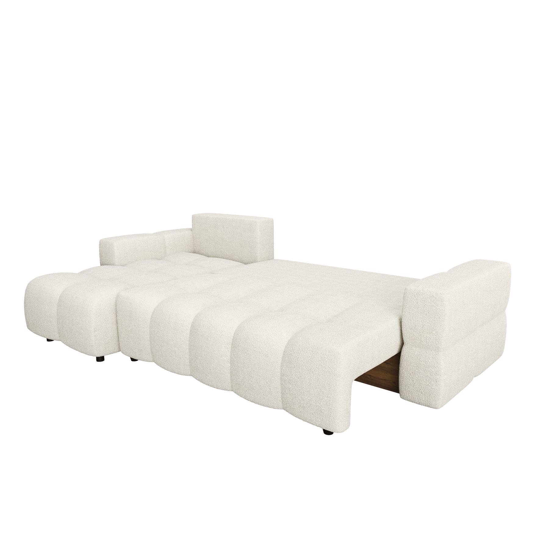 Bank links hoek cabrio bouclette crème 286cm