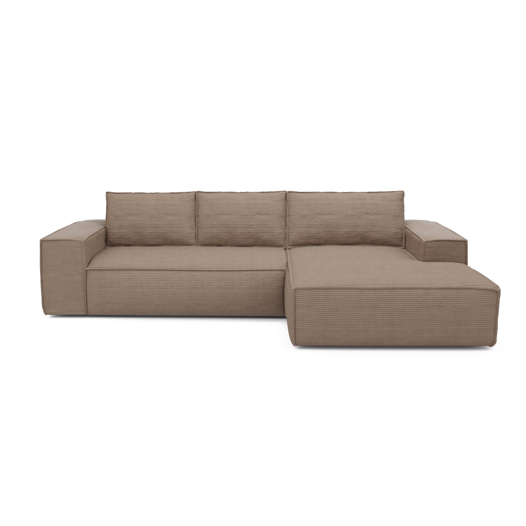 Slaapbank rechte hoek dunlopillo corduroy taupe 140cm