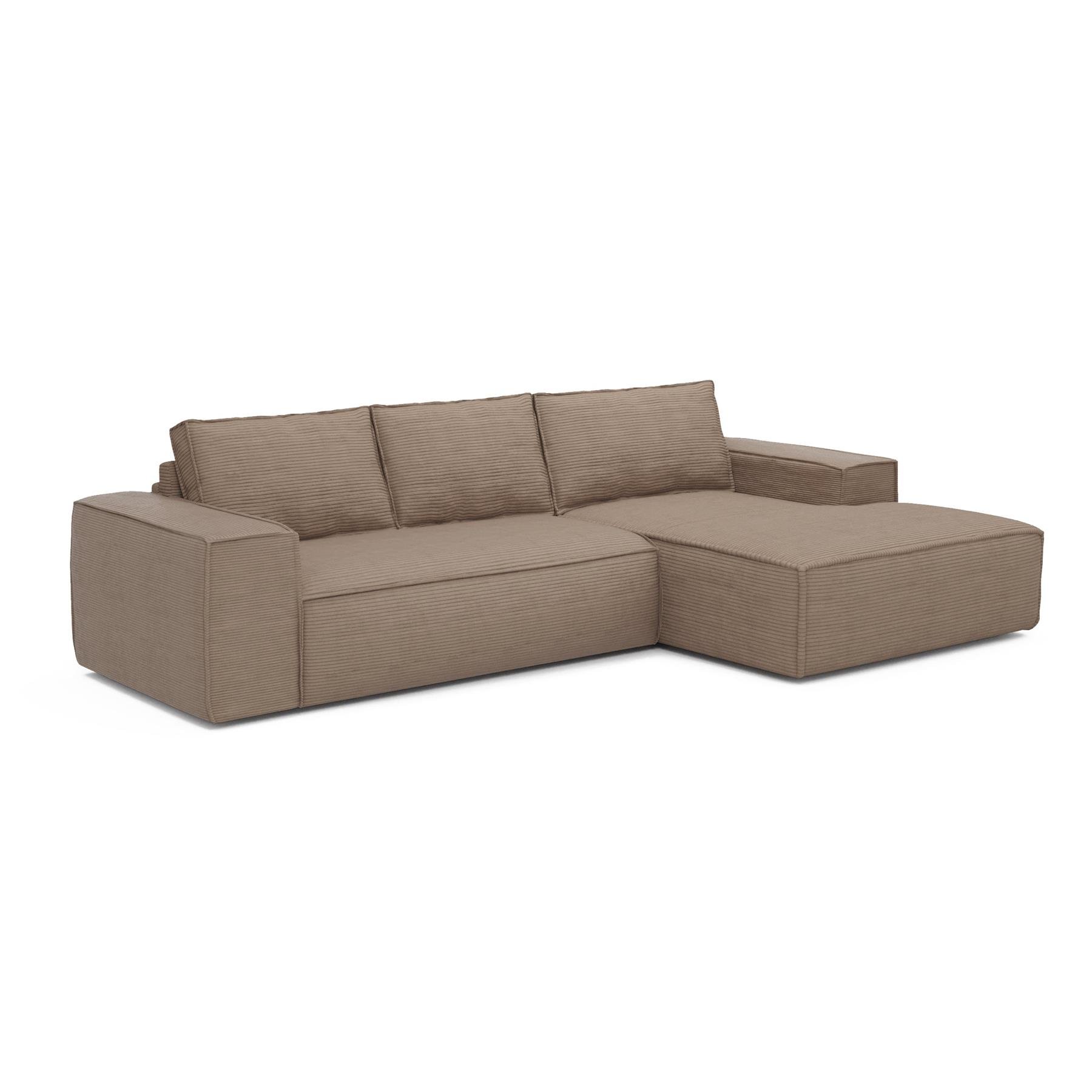 Slaapbank rechte hoek dunlopillo corduroy taupe 140cm