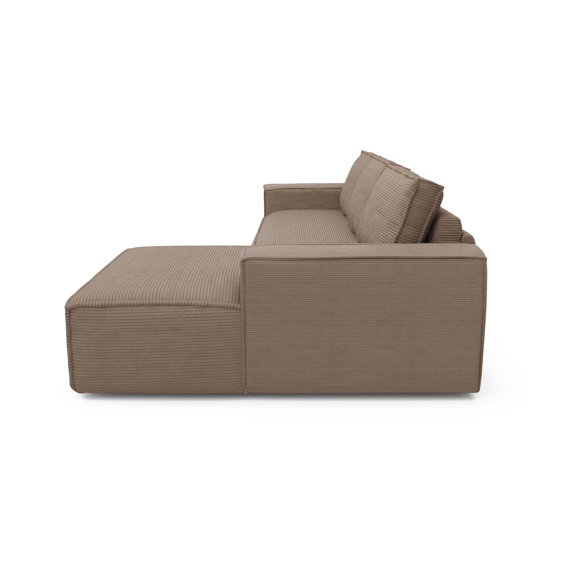 Slaapbank rechte hoek dunlopillo corduroy taupe 140cm