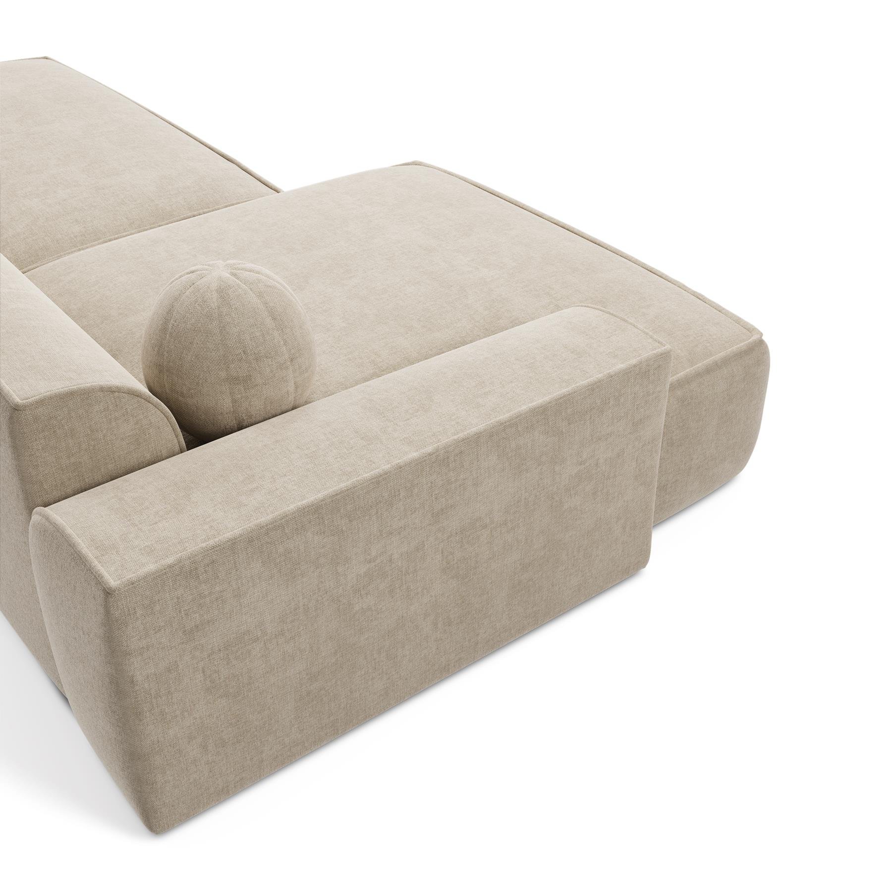 Sofa linkerhoek fluweel crème 300cm