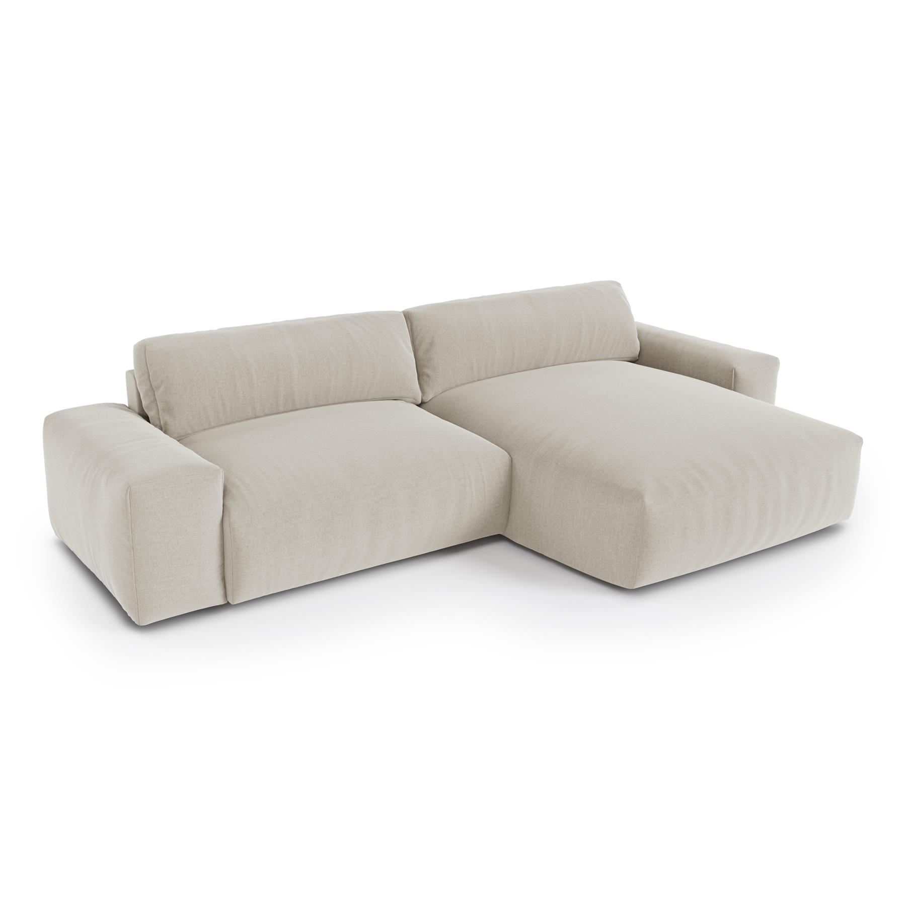 4-zits rechthoekige sofa in zacht beige geweven stof 310cm