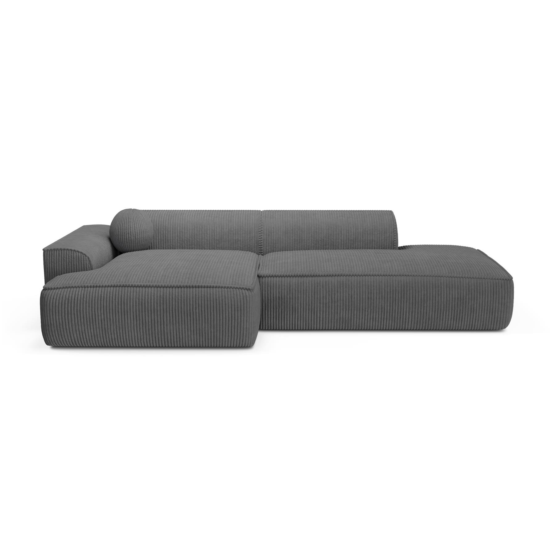 Bank links hoek corduroy antraciet grijs 300cm