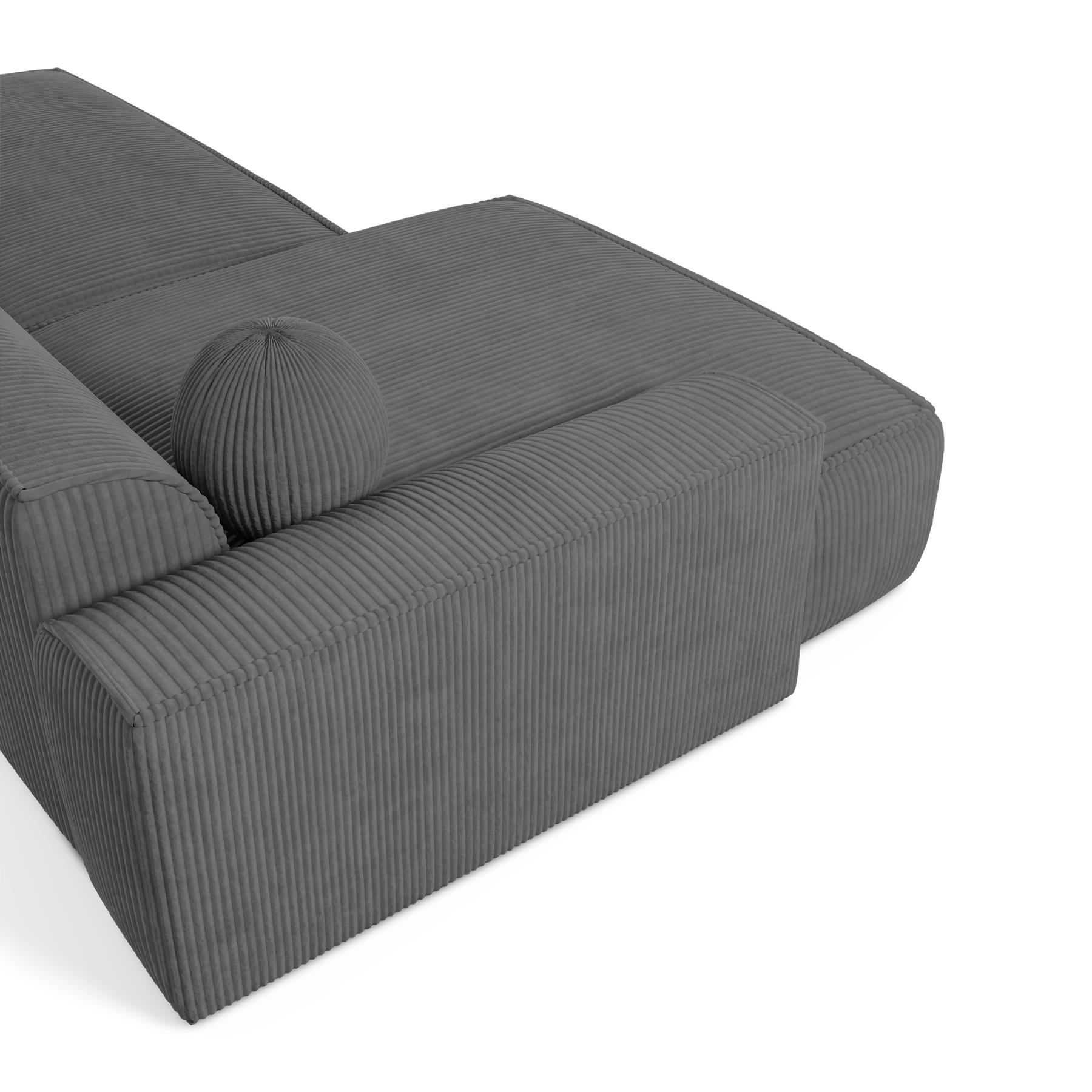Bank links hoek corduroy antraciet grijs 300cm