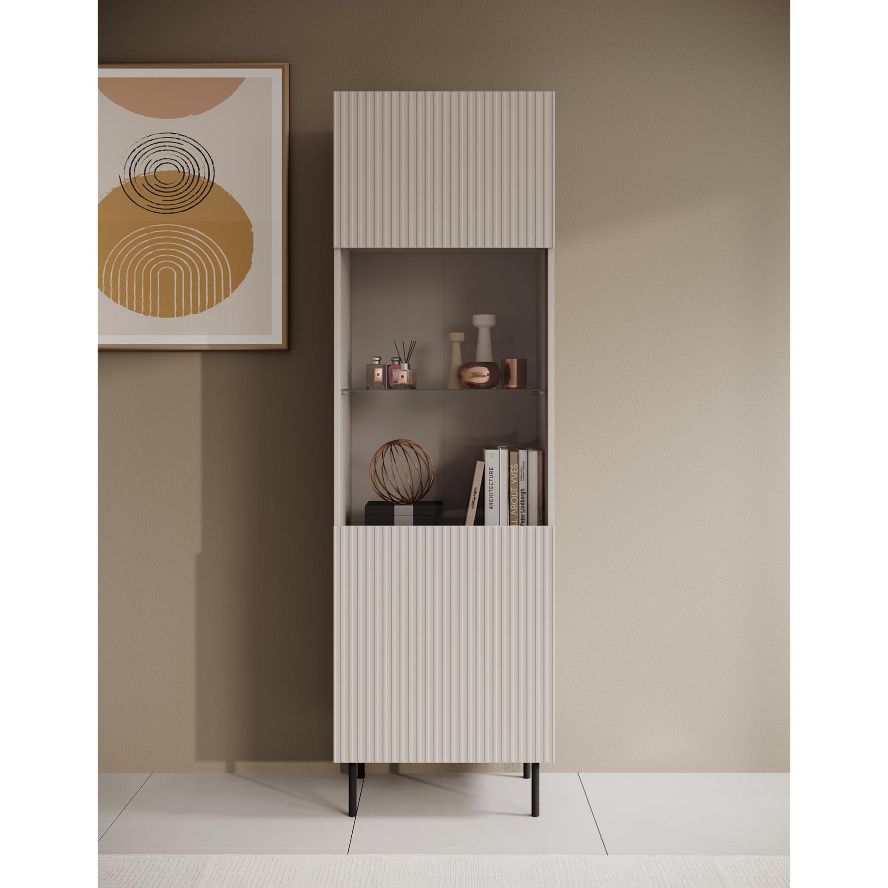Meubella Vitrinekast Alex - Beige - 55 cm