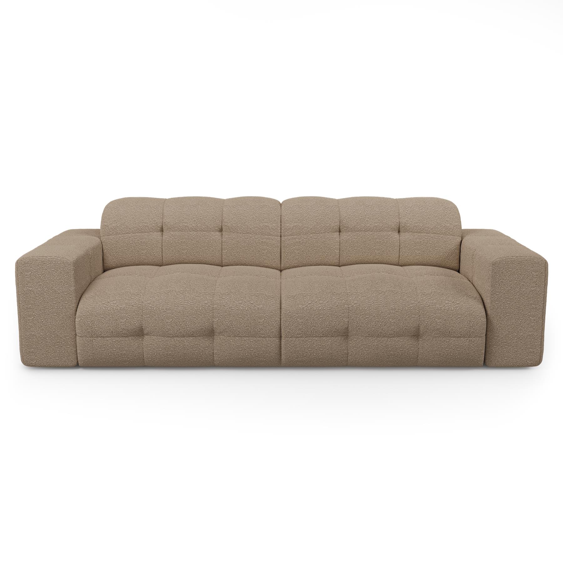 Sofa 4 zits stof bouclette taupe 230cm