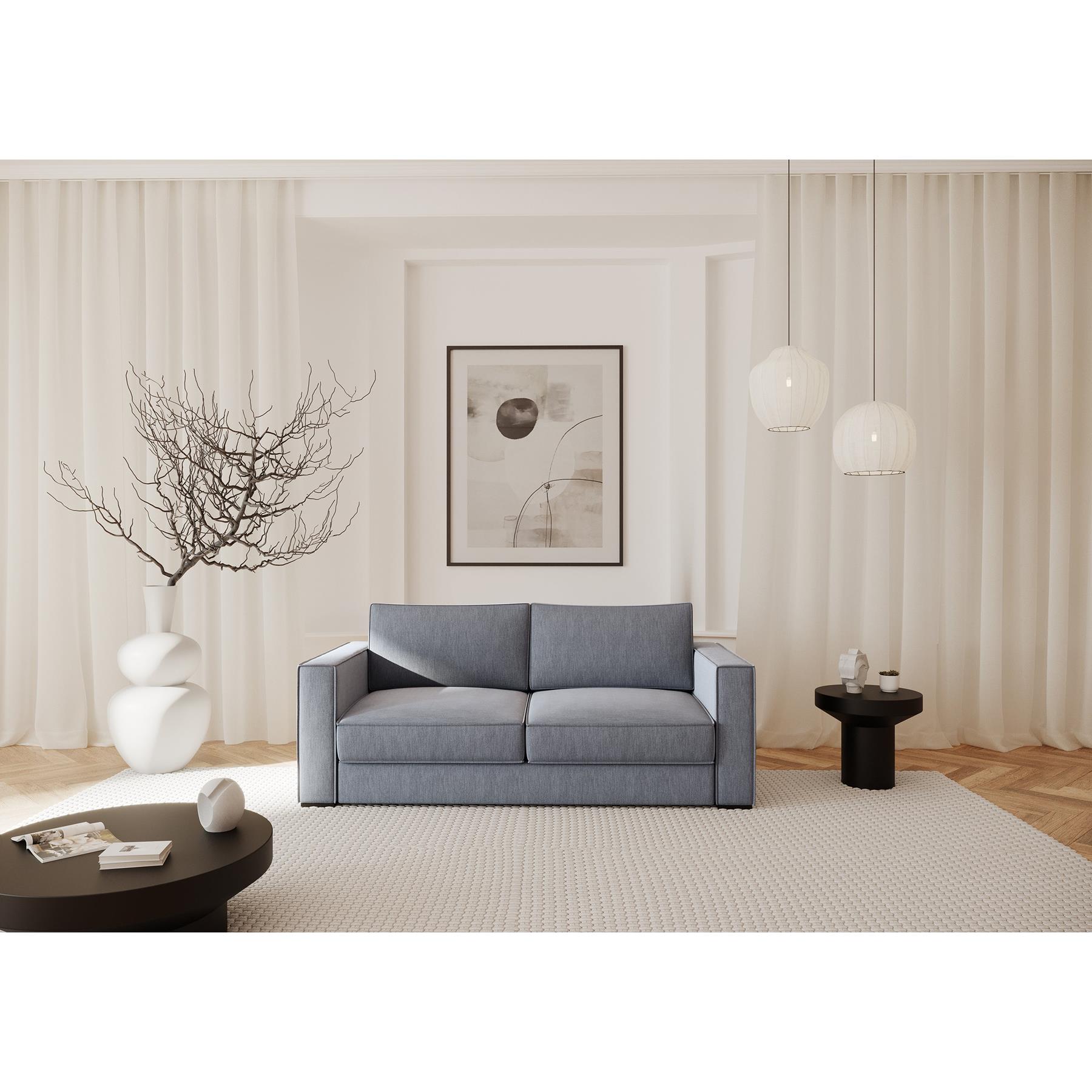 Slaapbank met matras van geweven stof, lichtgrijs 140cm