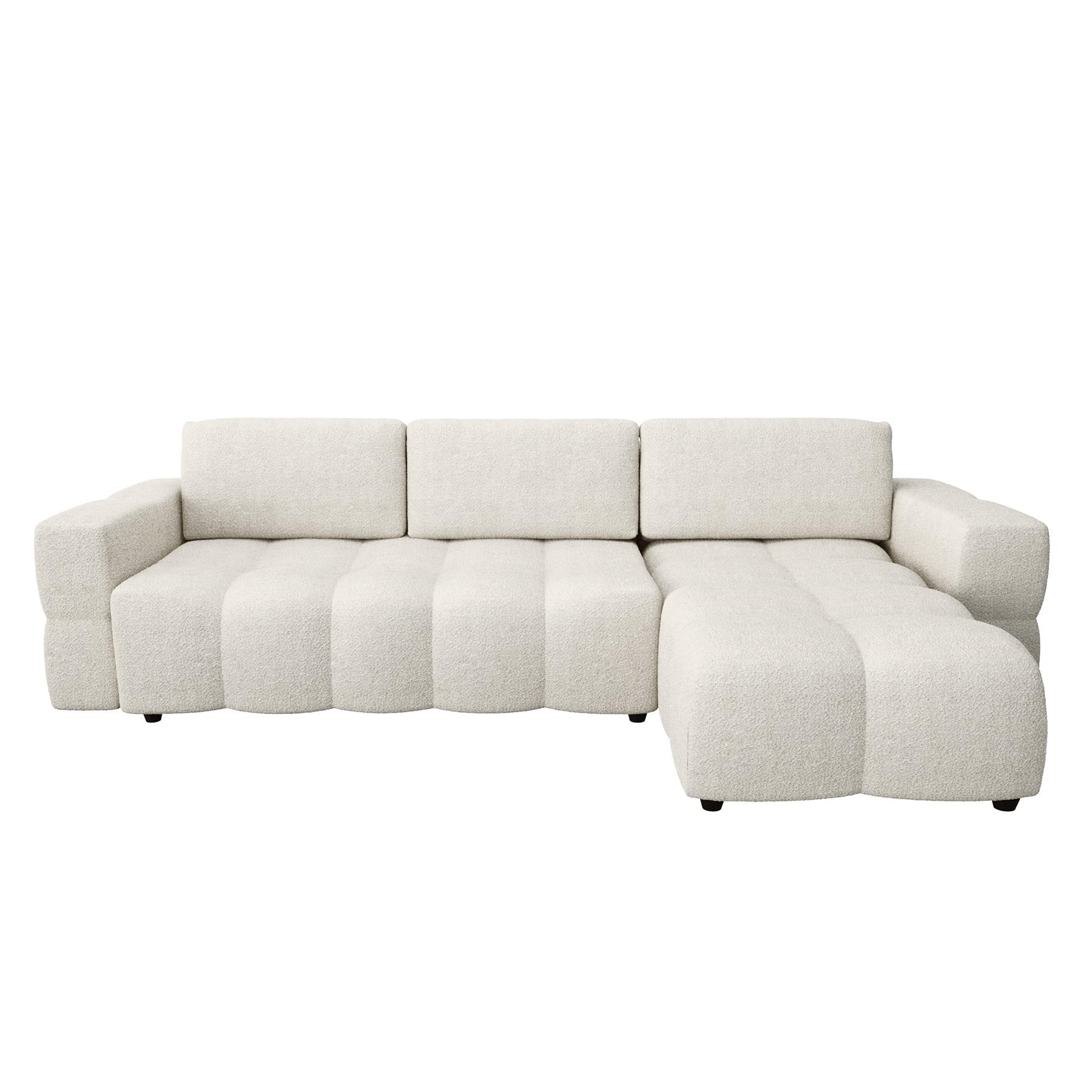 Ombouwbare hoekbank bouclette crème 286cm