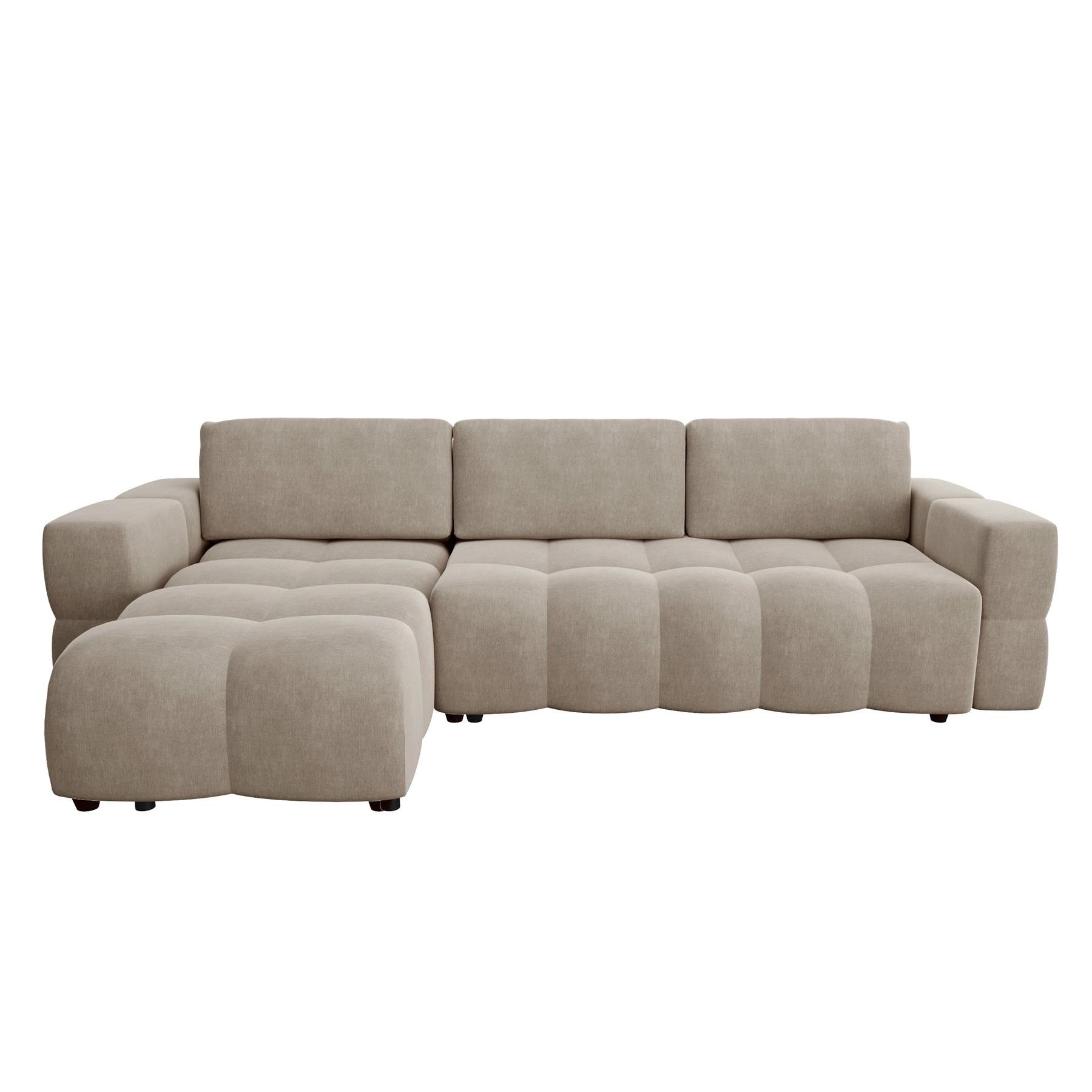 Linker hoek slaapbank kist fluweel taupe 286cm