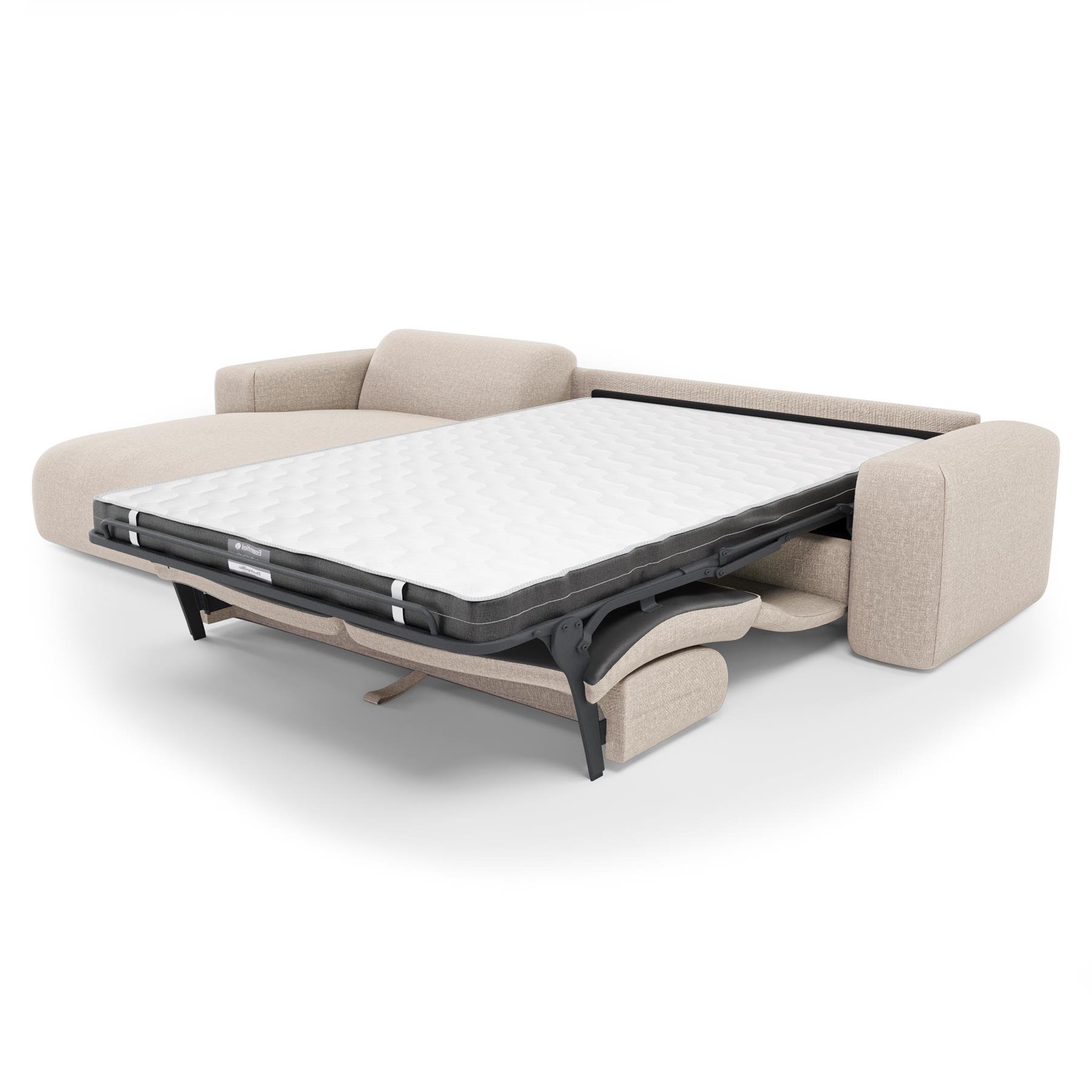 Linker hoekbank dunlopillo 5 zits beige geweven stof
