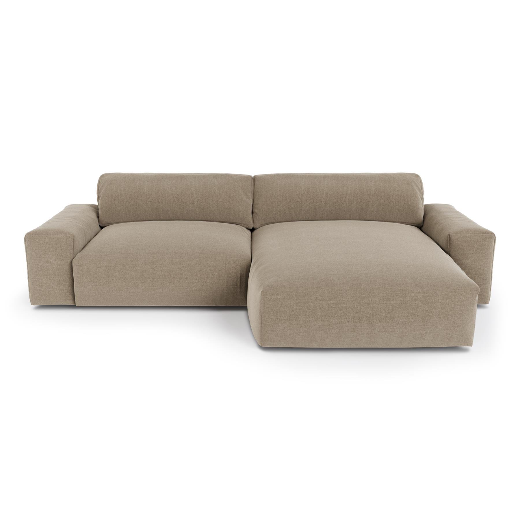 4-zits rechthoekige sofa in soft touch geweven stof taupe 310cm