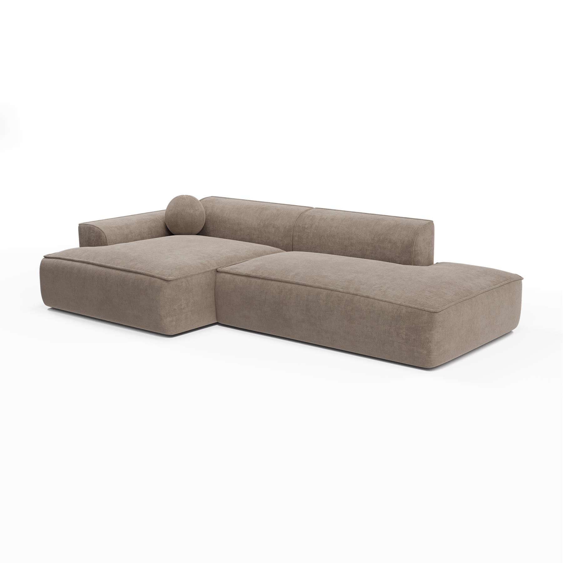 Sofa linkerhoek fluweel taupe 300cm