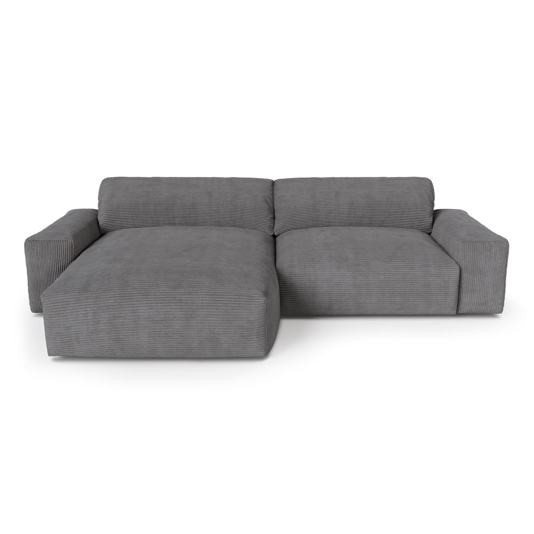 Bank links hoek corduroy antraciet grijs 310cm