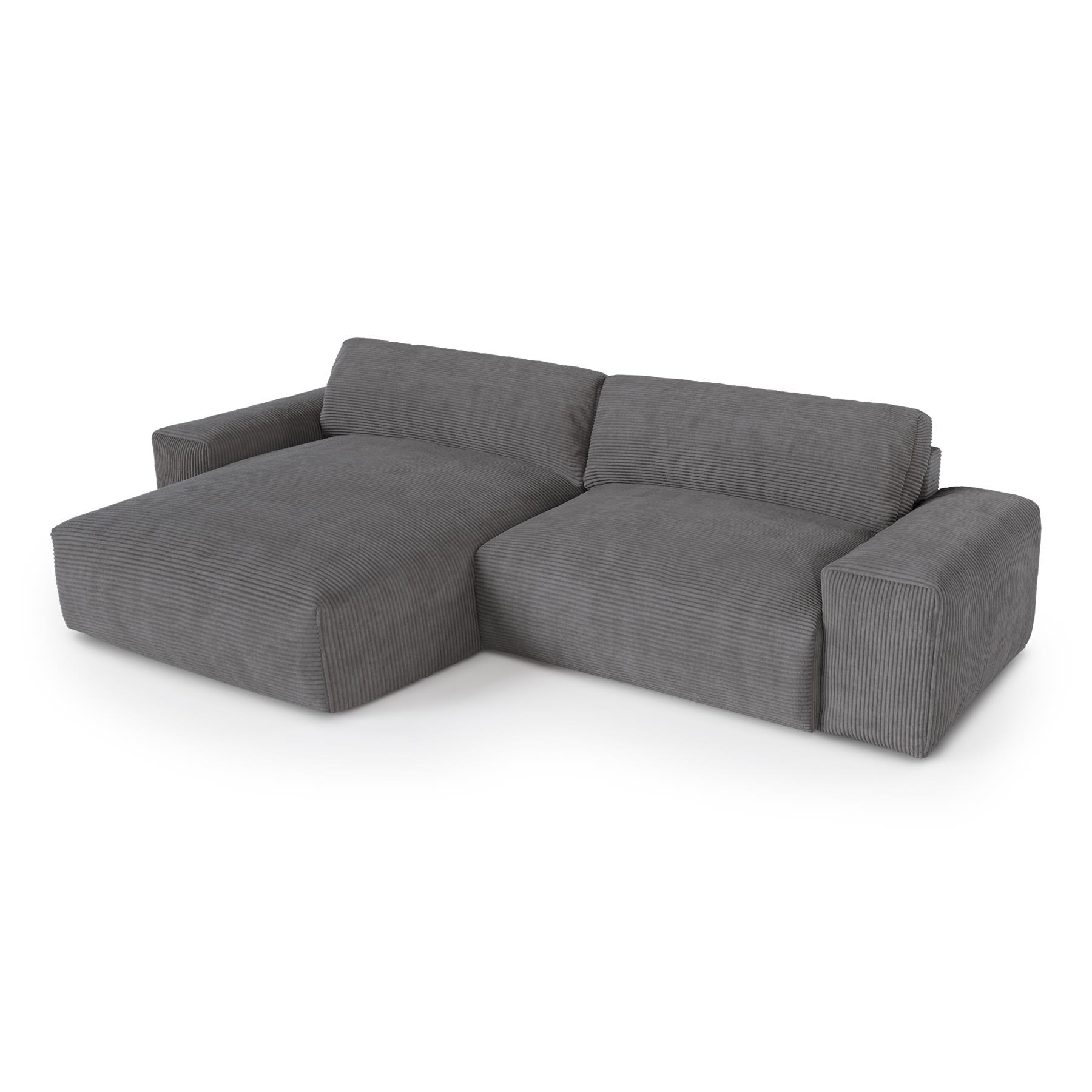 Bank links hoek corduroy antraciet grijs 310cm