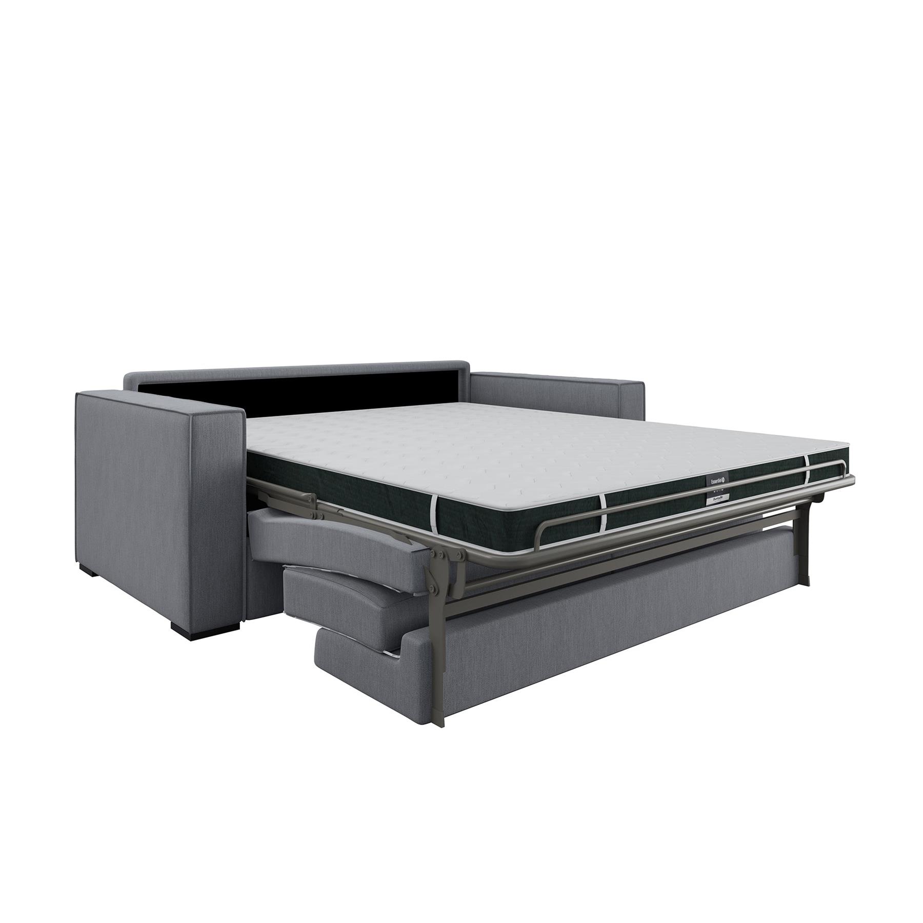 Slaapbank met matras van geweven stof, lichtgrijs 140cm