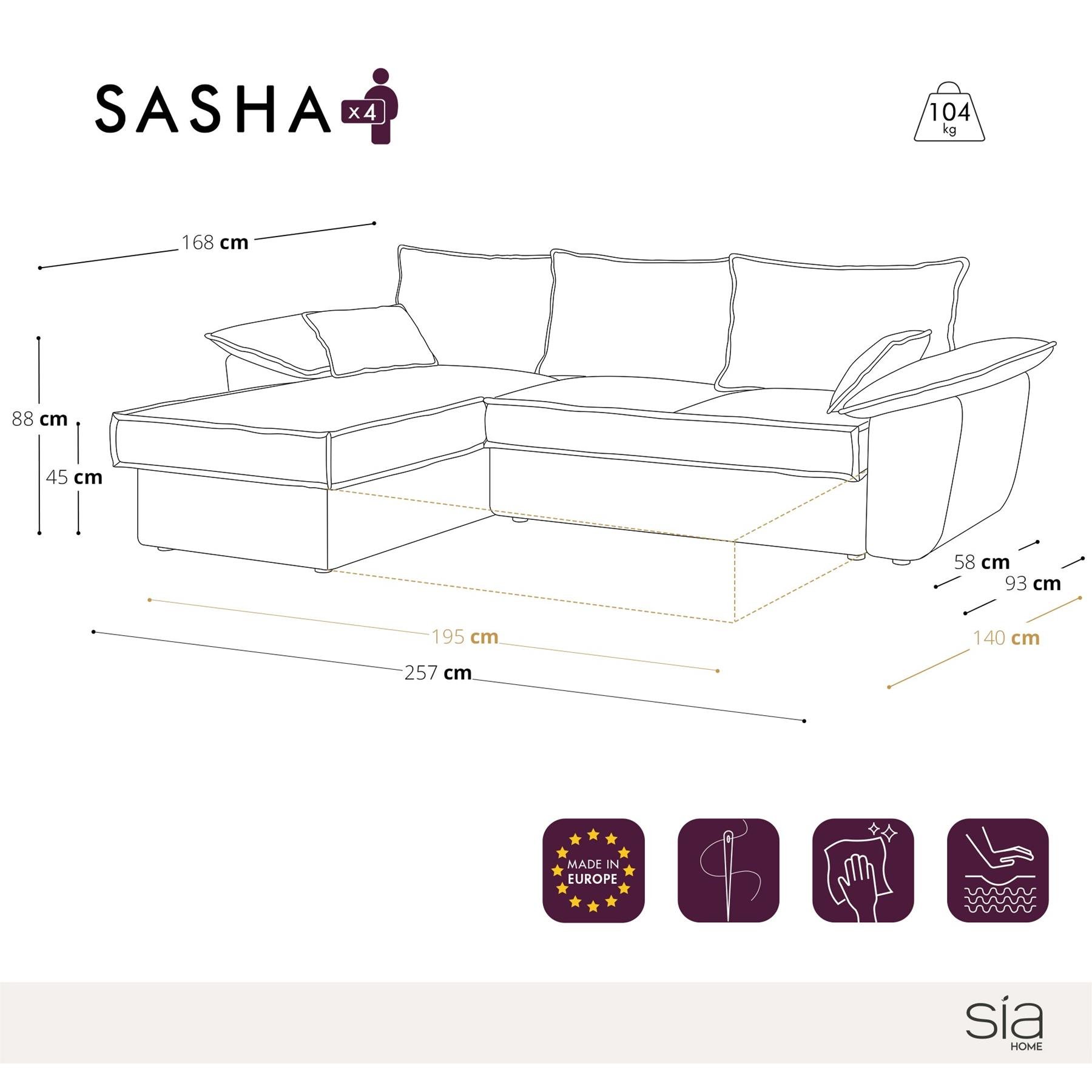Sofa linker hoekcommode cabrio corduroy antraciet 257cm