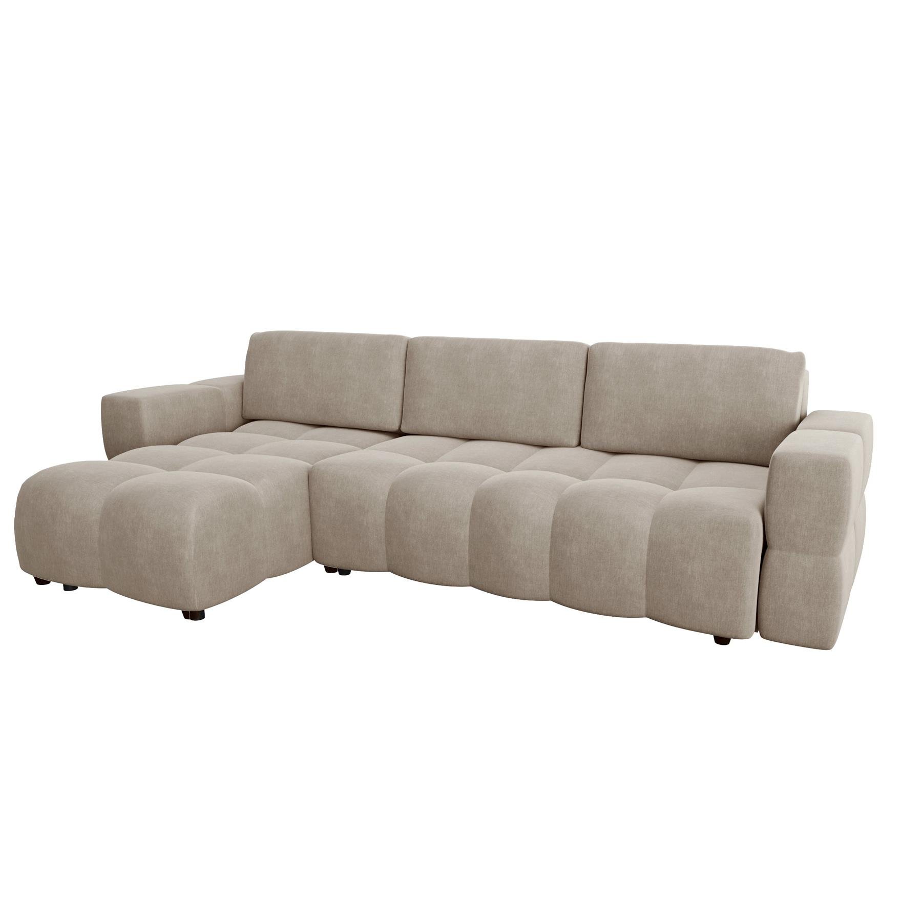 Linker hoek slaapbank kist fluweel taupe 286cm