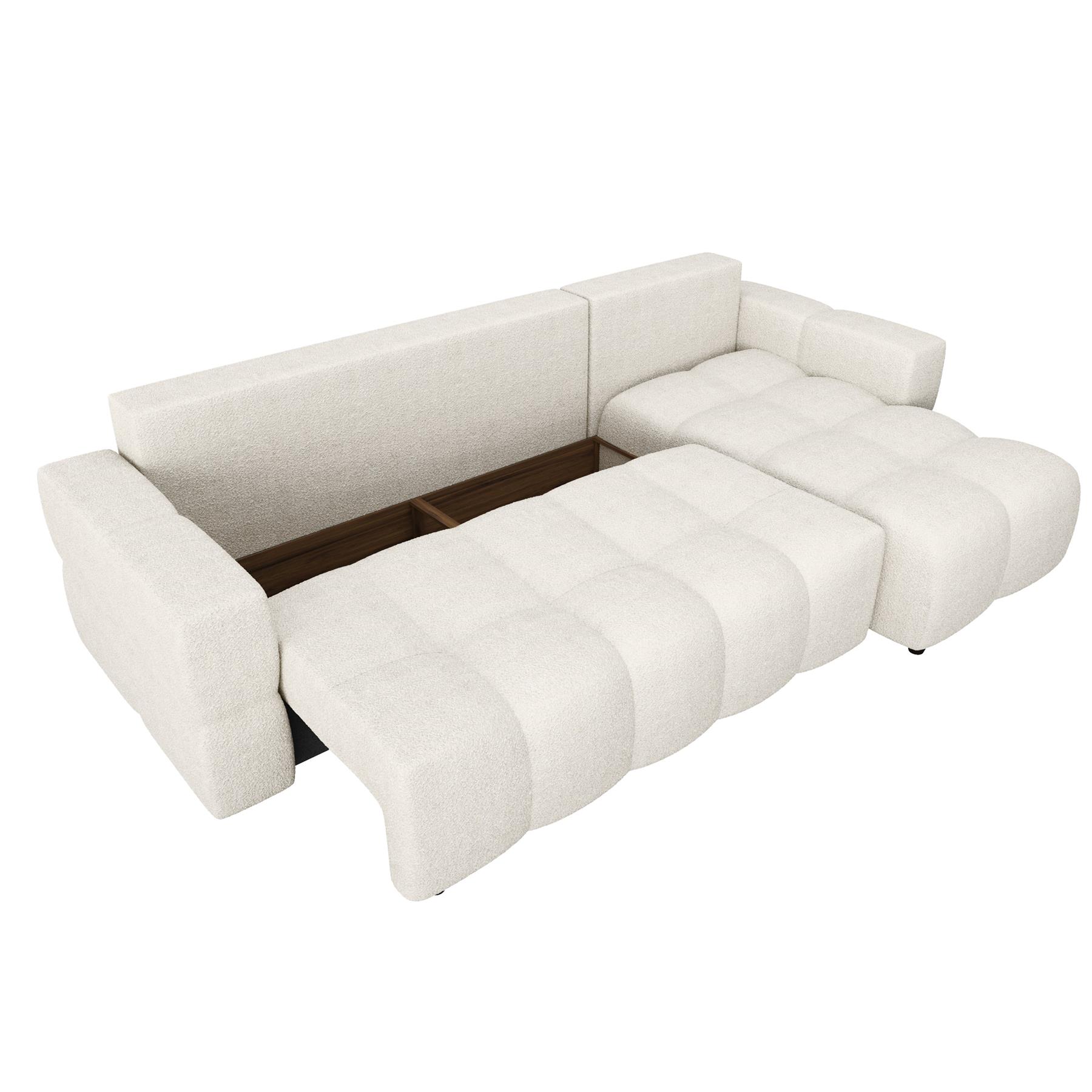 Ombouwbare hoekbank bouclette crème 286cm