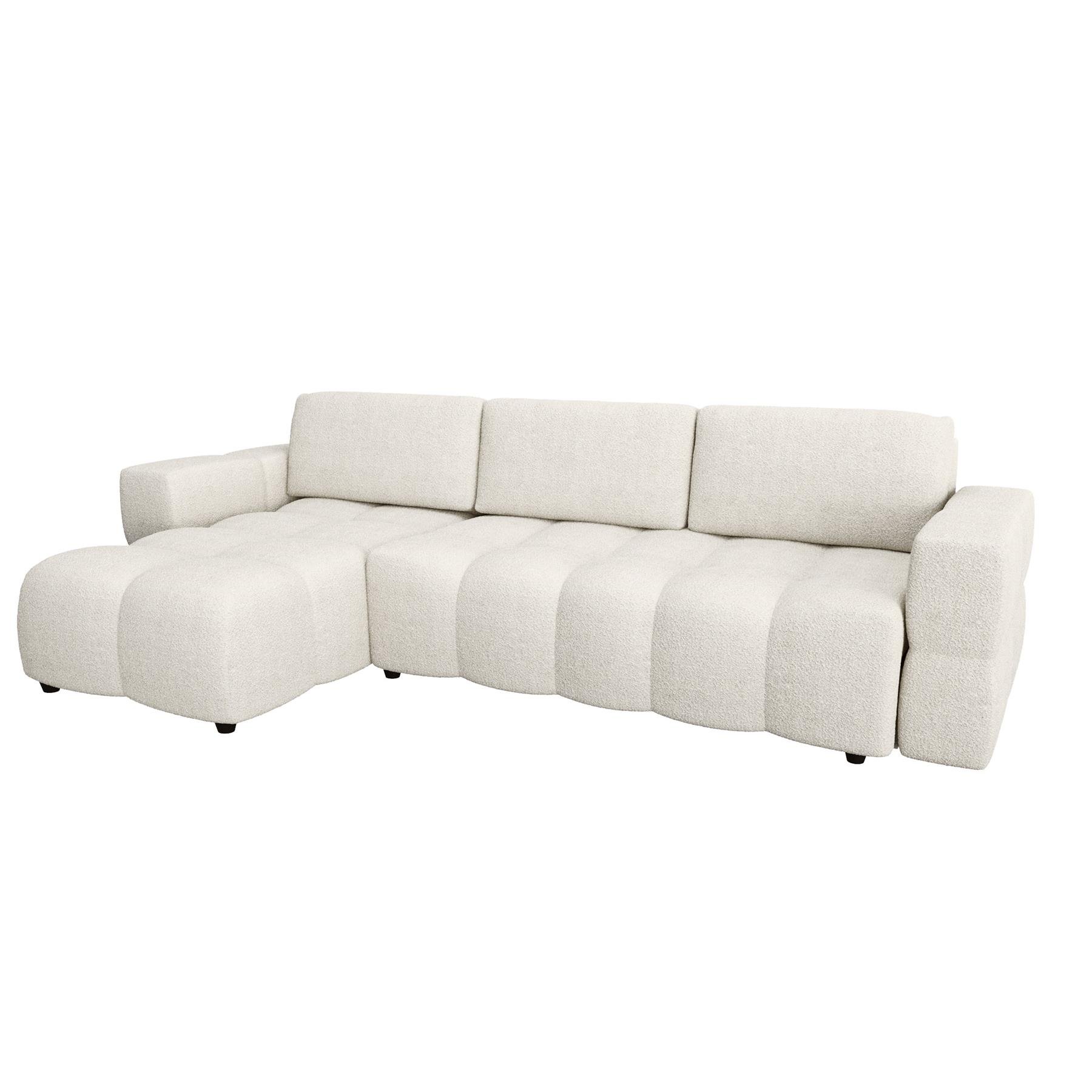 Bank links hoek cabrio bouclette crème 286cm