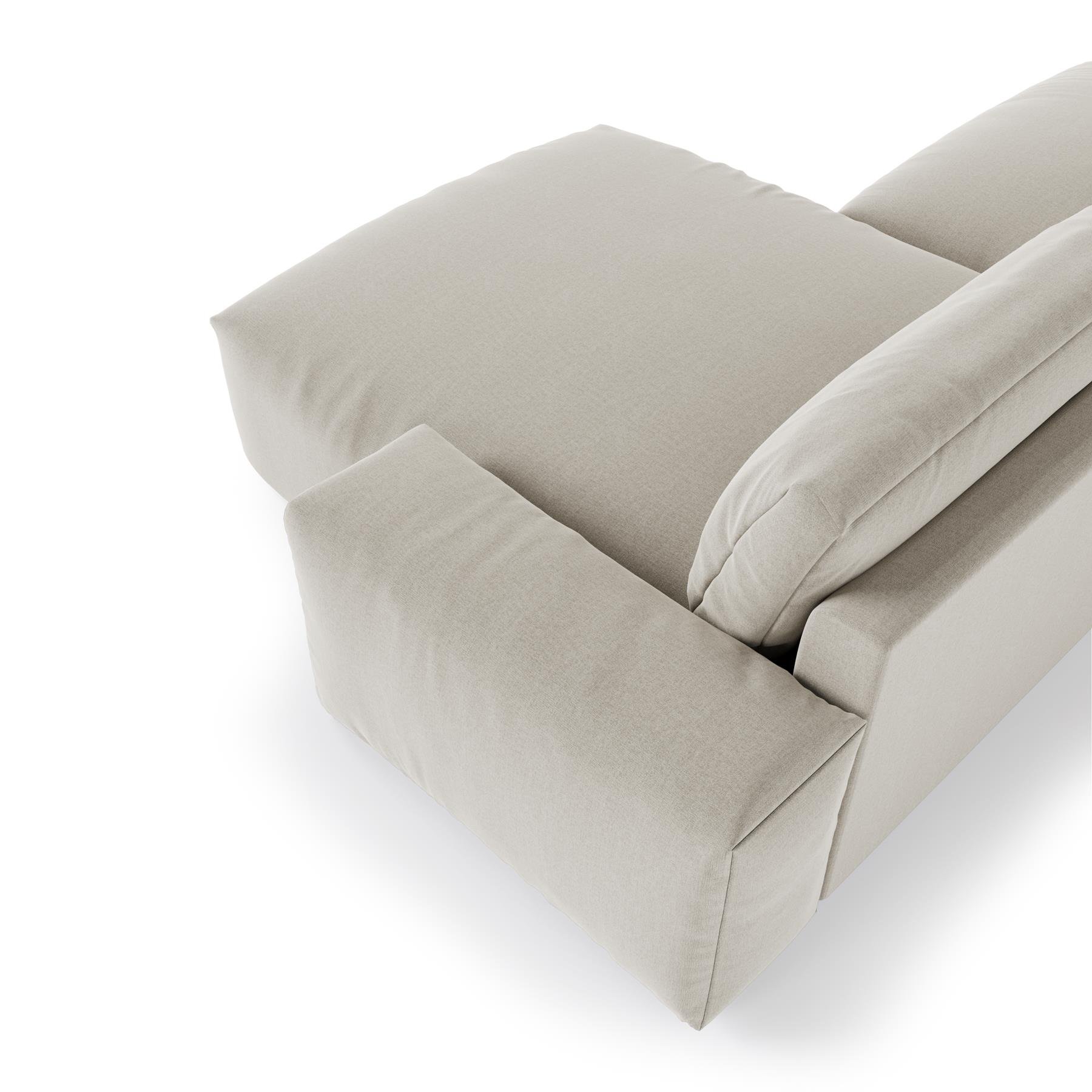 4-zits rechthoekige sofa in zacht beige geweven stof 310cm