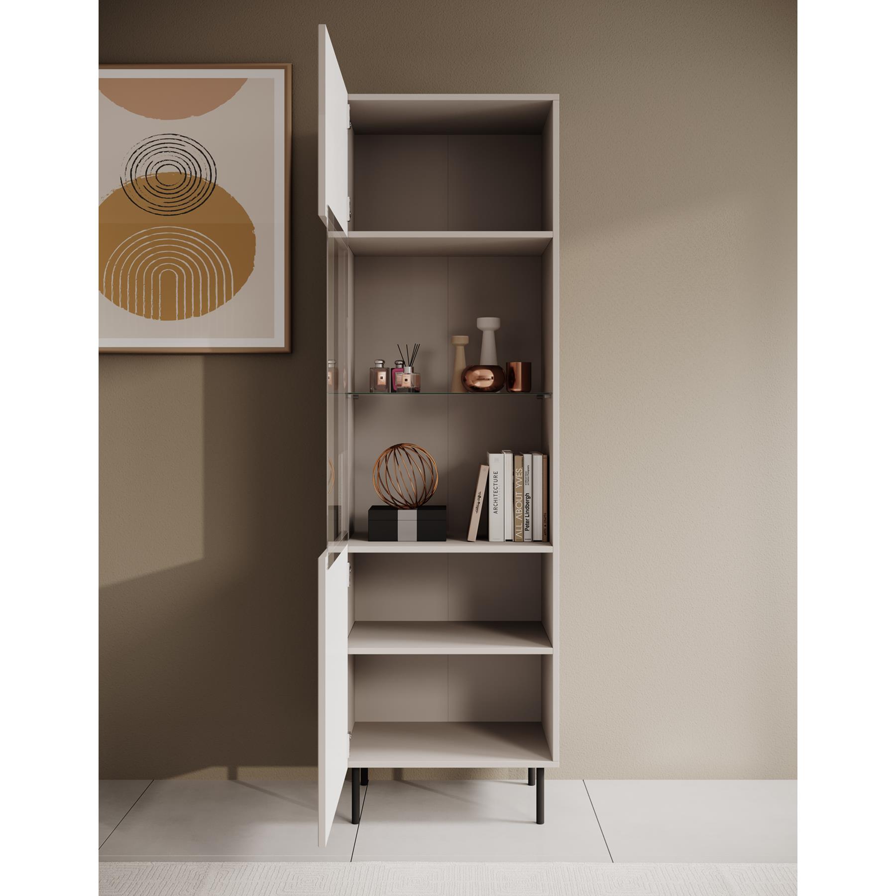 Meubella Vitrinekast Alex - Beige - 55 cm