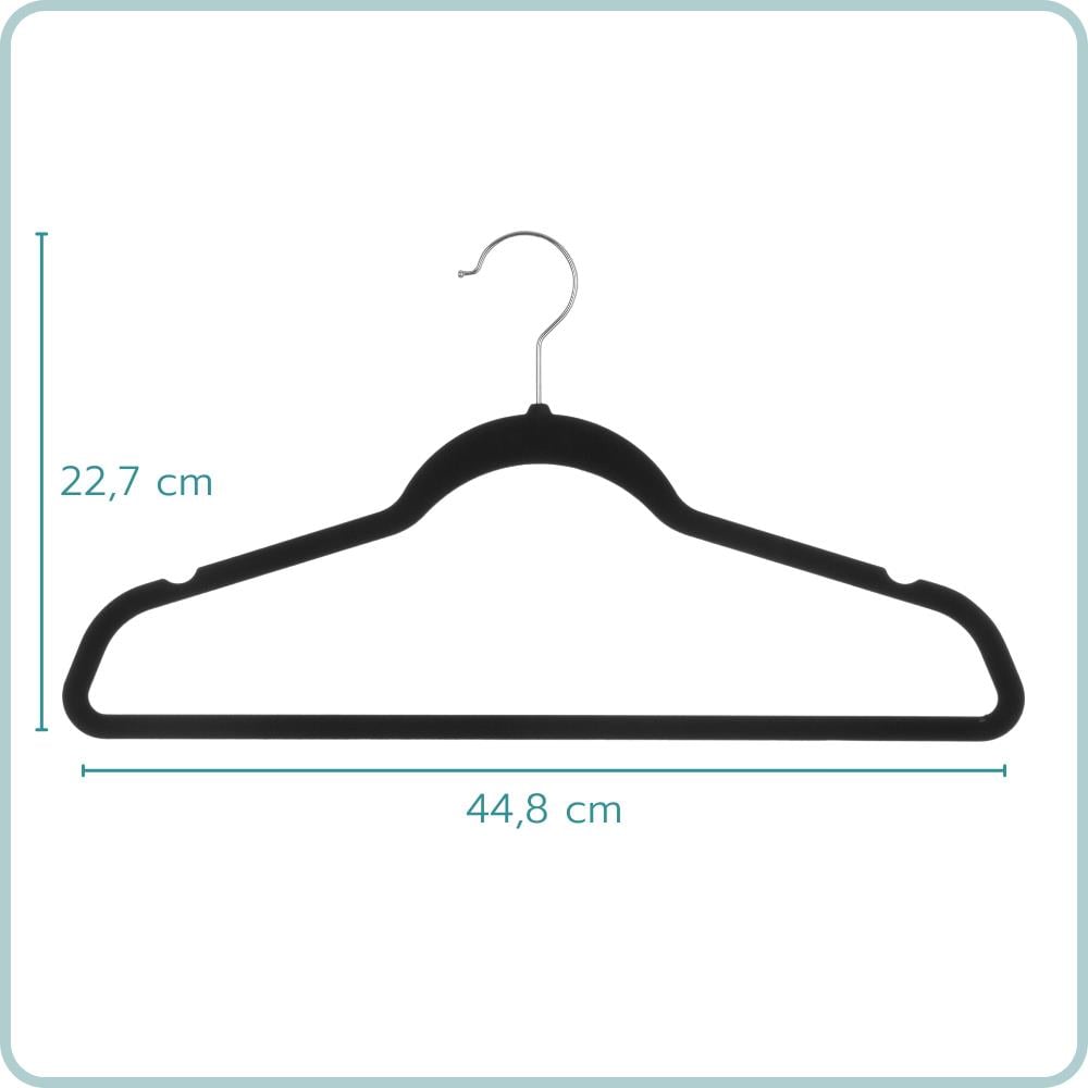 Nordix Kledinghangers Set 8 stuks Zwart Vilten Velvet Anti Slip Kle...