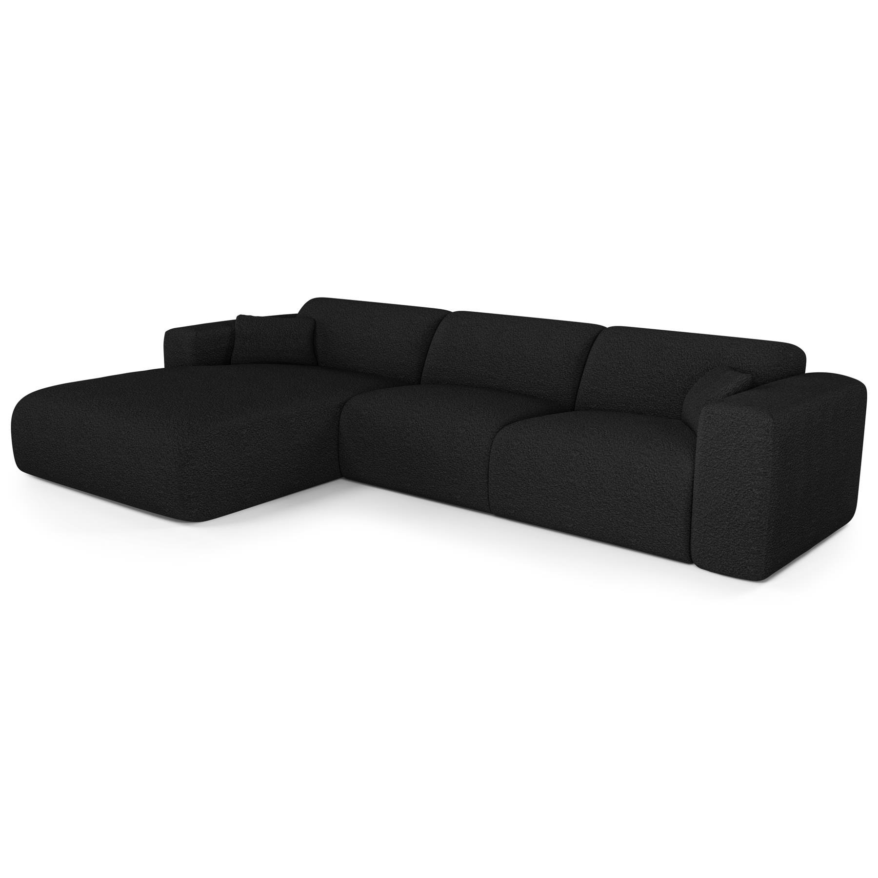 Sofa links hoek cabrio dunlopillo 5 zits bouclette zwart