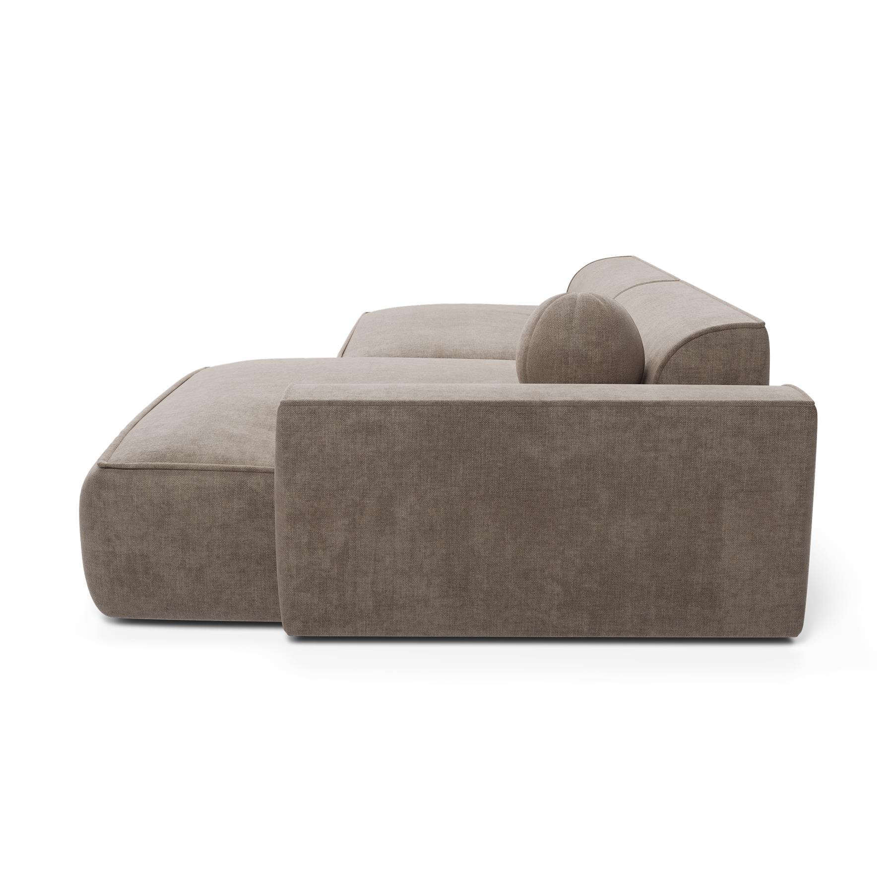 Taupe fluwelen rechter hoekbank 300cm