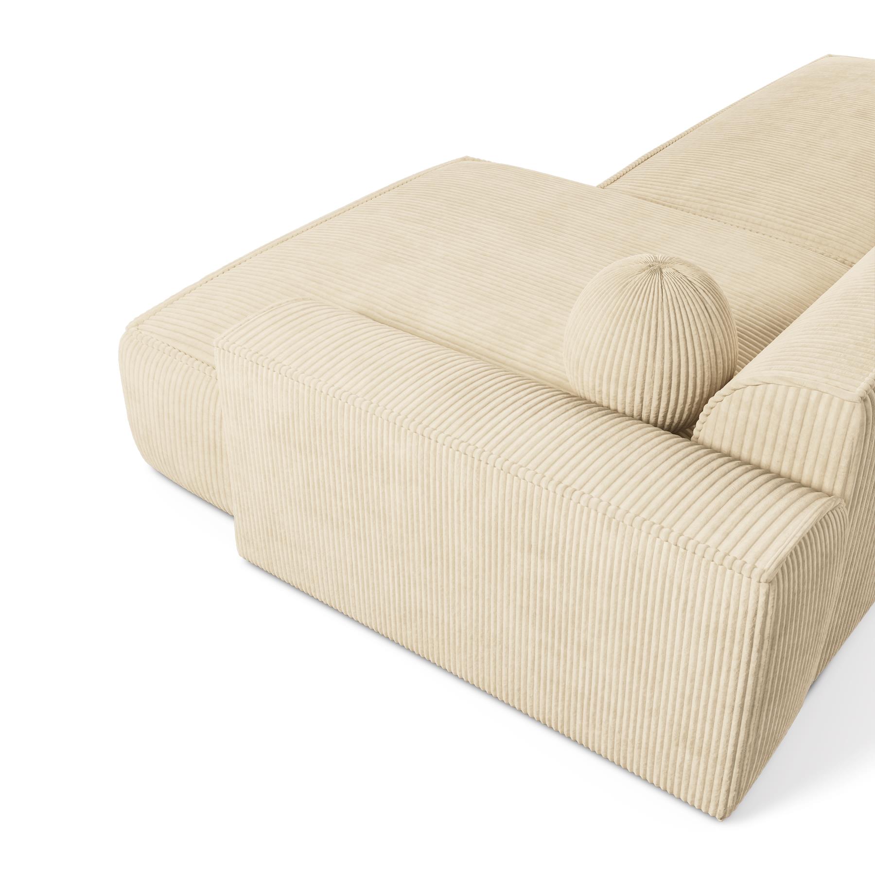 Crème ribfluwelen rechthoekige bank 300cm