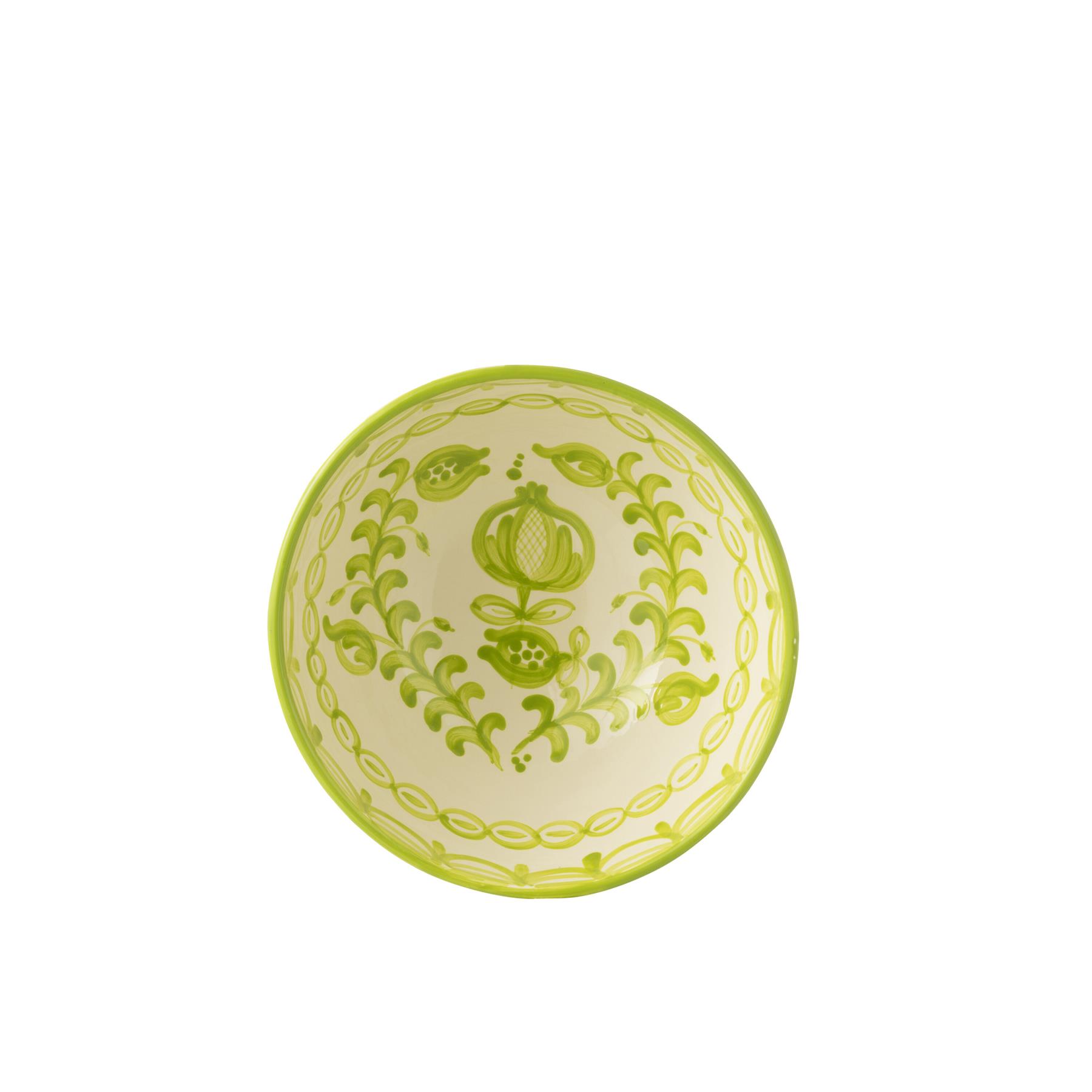 J-Line Bowl Granada High Ceramic White|Green Large