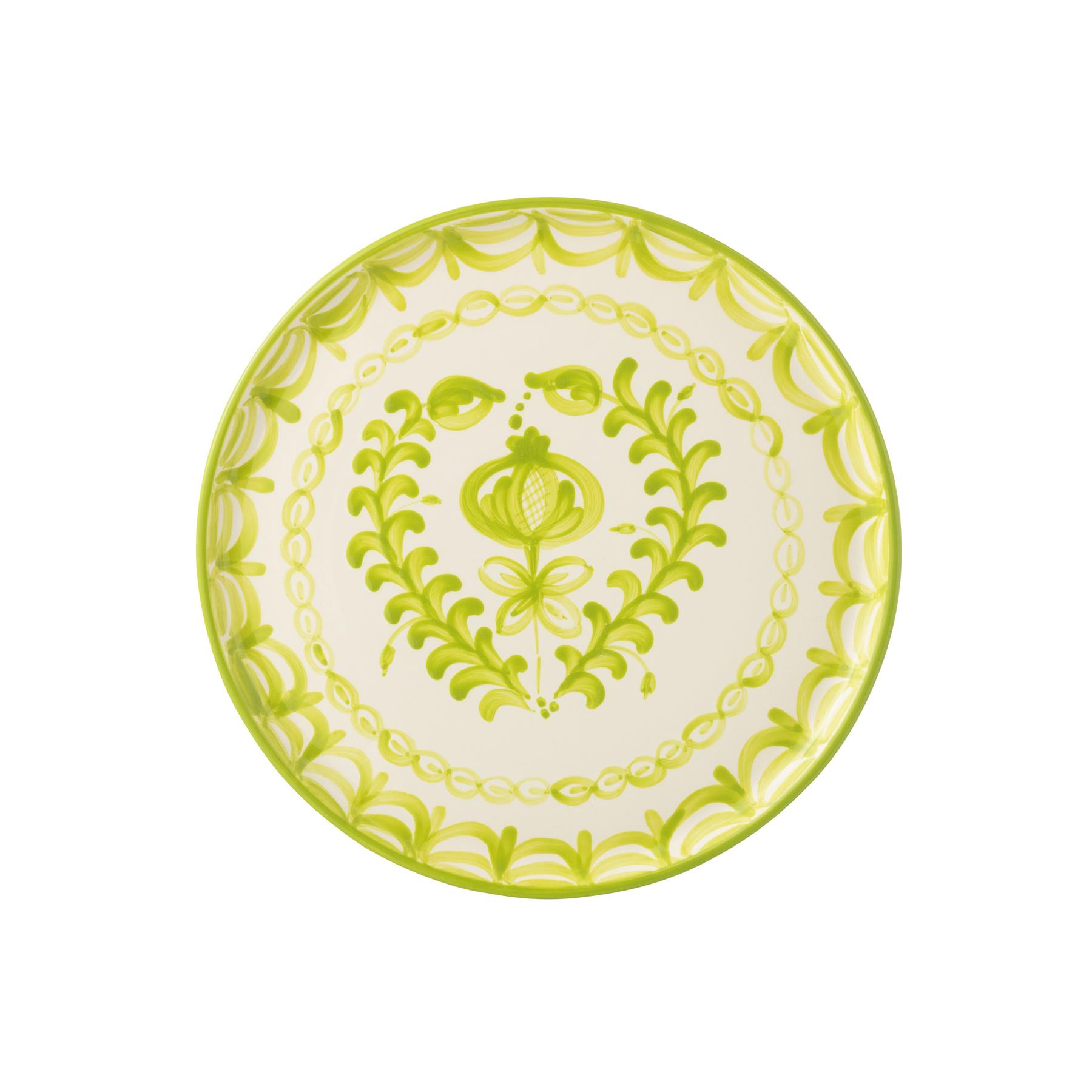 J-Line Plate Granada Ceramic White|Green