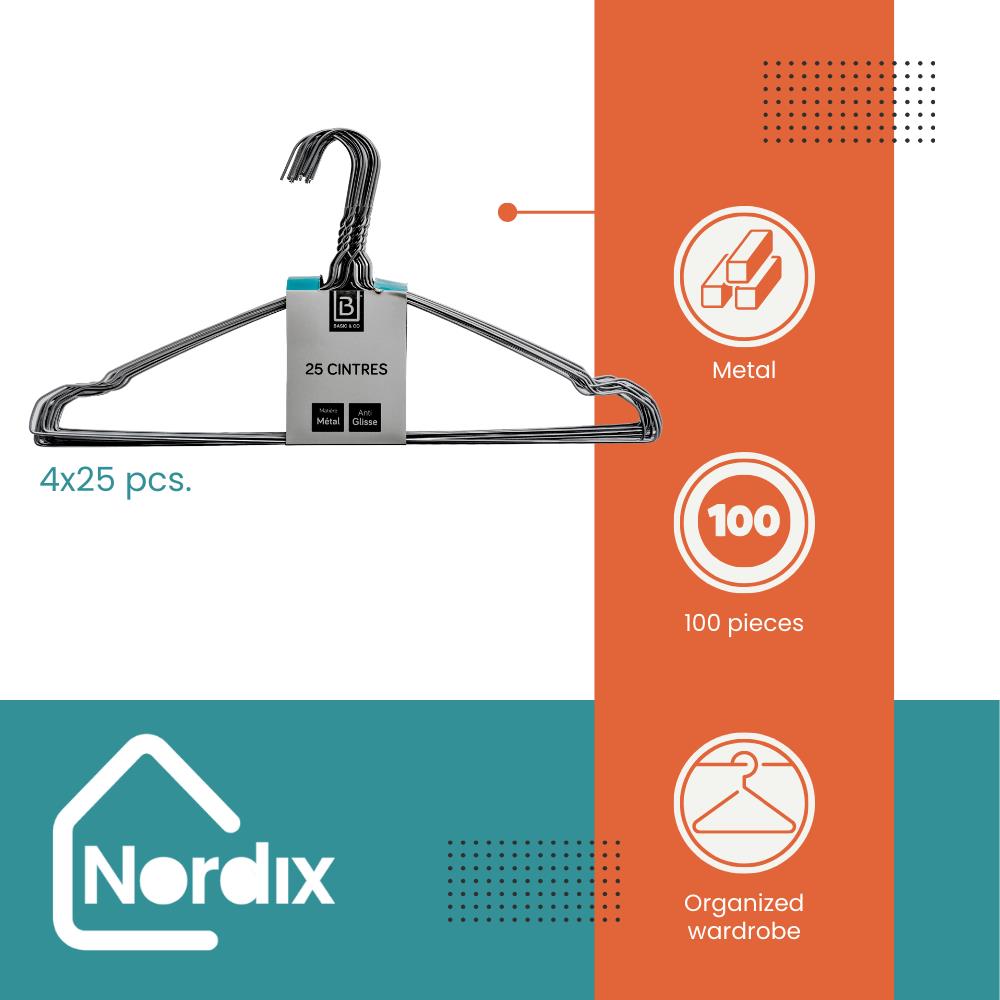 Nordix Kledinghangers set 100 stuks Metaal Zwart Draadhanger Kleerh...