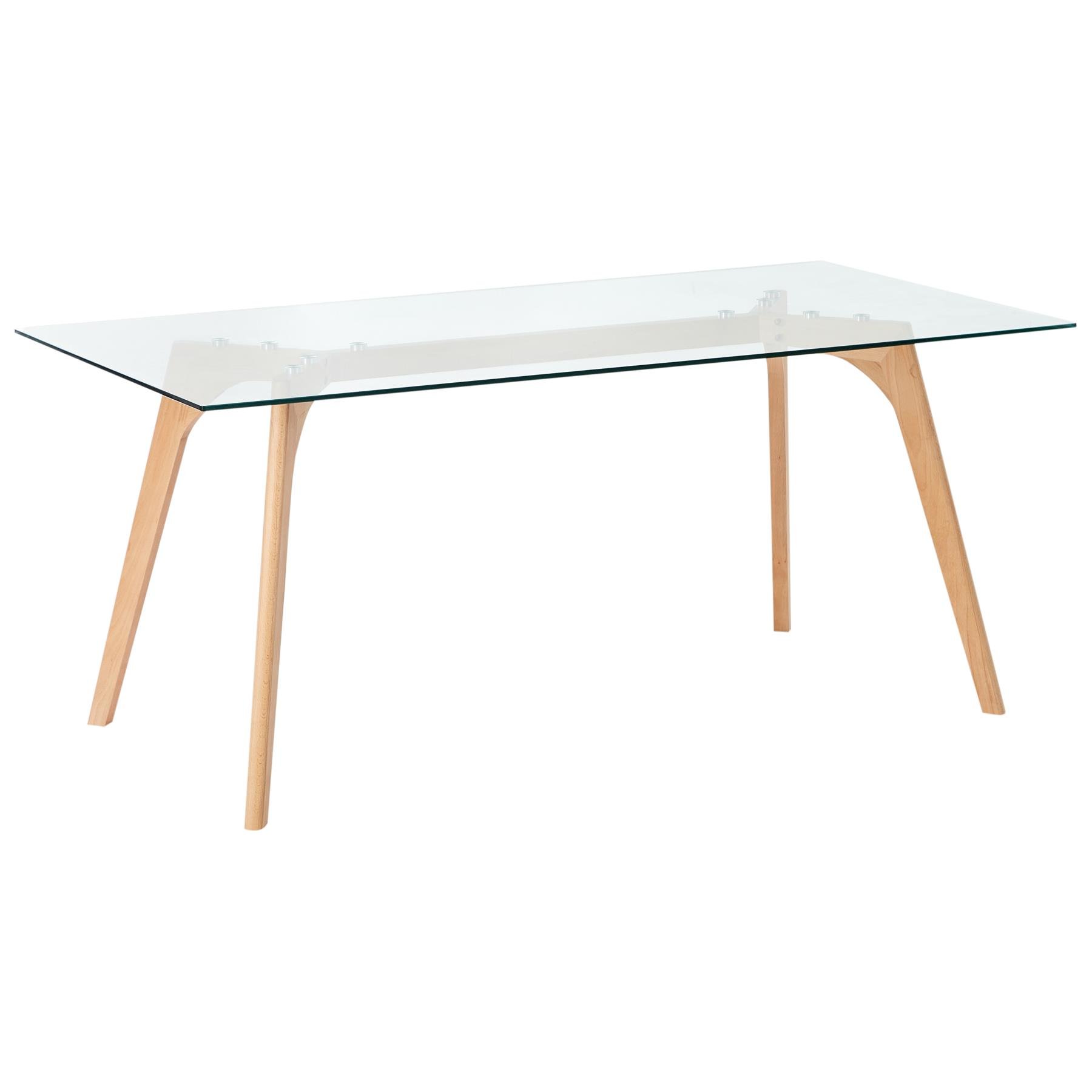 Beliani-HUDSON-Eettafel-Lichte houtkleur-90 x 180 cm-Veiligheidsglas