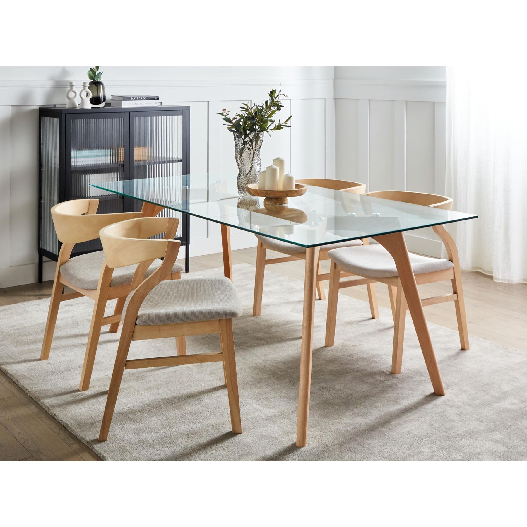 Beliani-HUDSON-Eettafel-Lichte houtkleur-90 x 180 cm-Veiligheidsglas