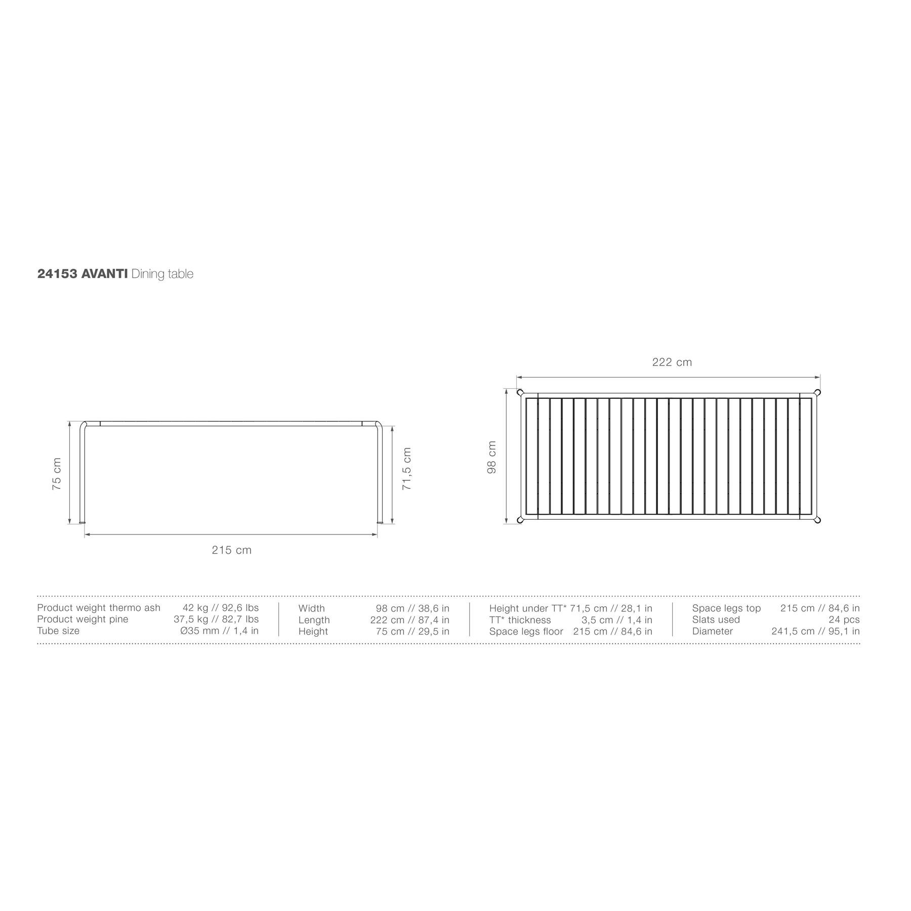Houe Avanti tuintafel 222x98 Thermo Ash|Black