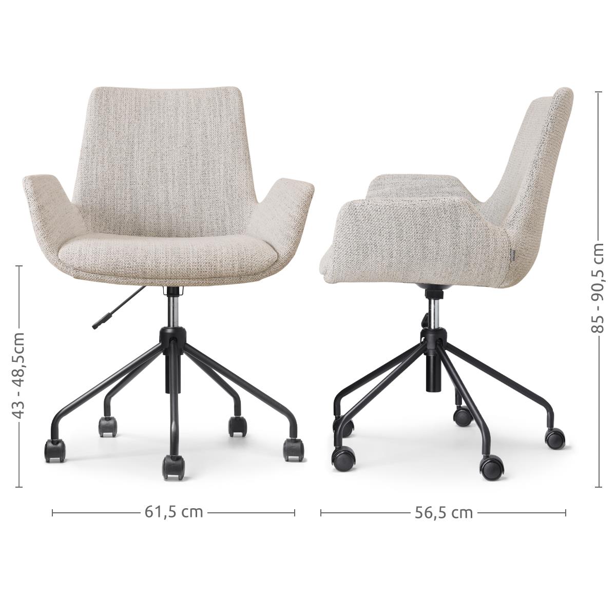 Nolon Nout-Eef Bureaustoel Beige Gemêleerd - Armleuning - Zwart