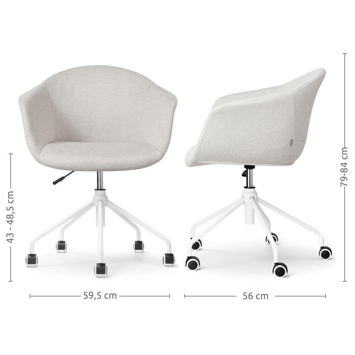 Nolon Nout-Otis Bureaustoel Beige - Armleuningen - Wit