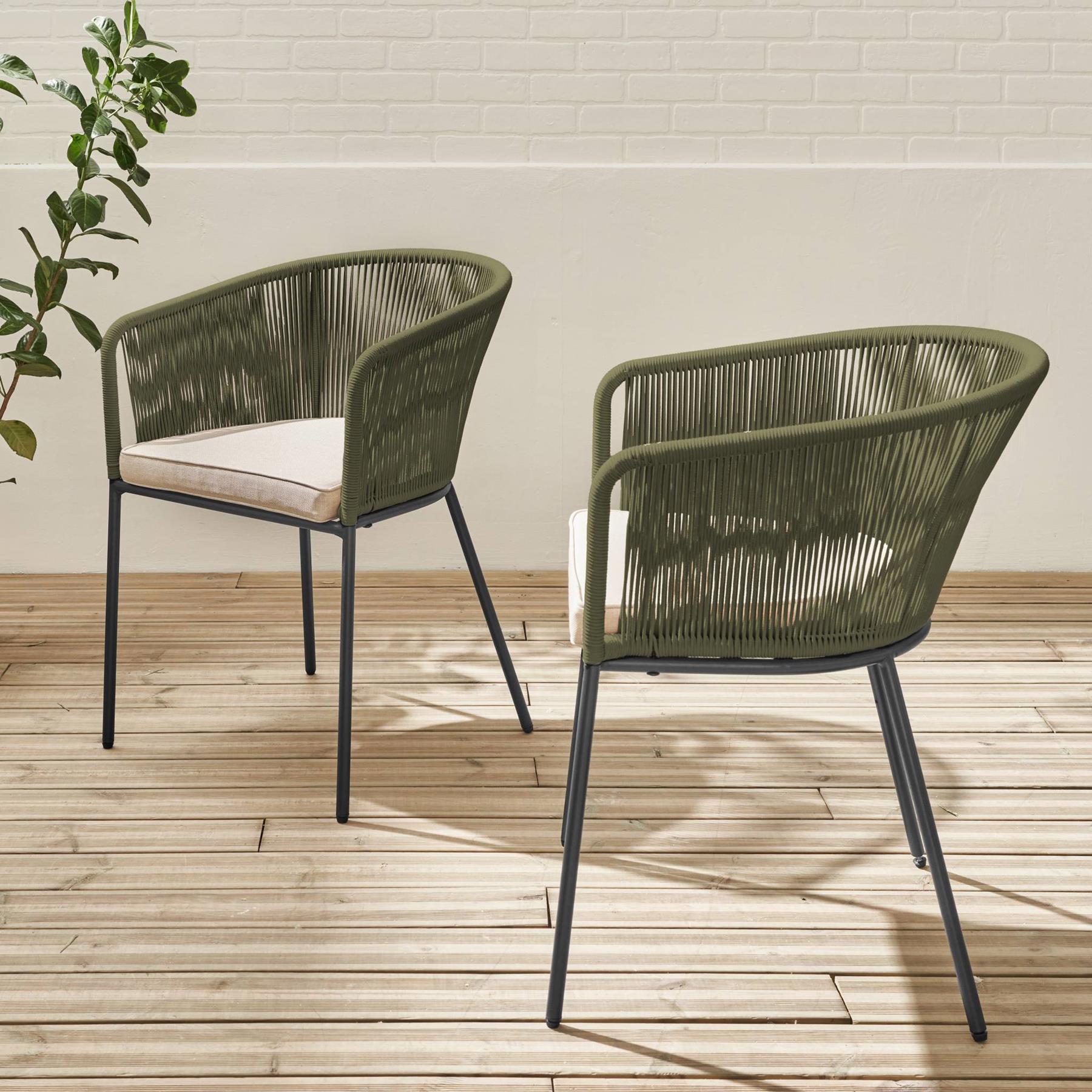 sweeek - Tuinstoel van touw en gegalvaniseerd staal (set van 2)