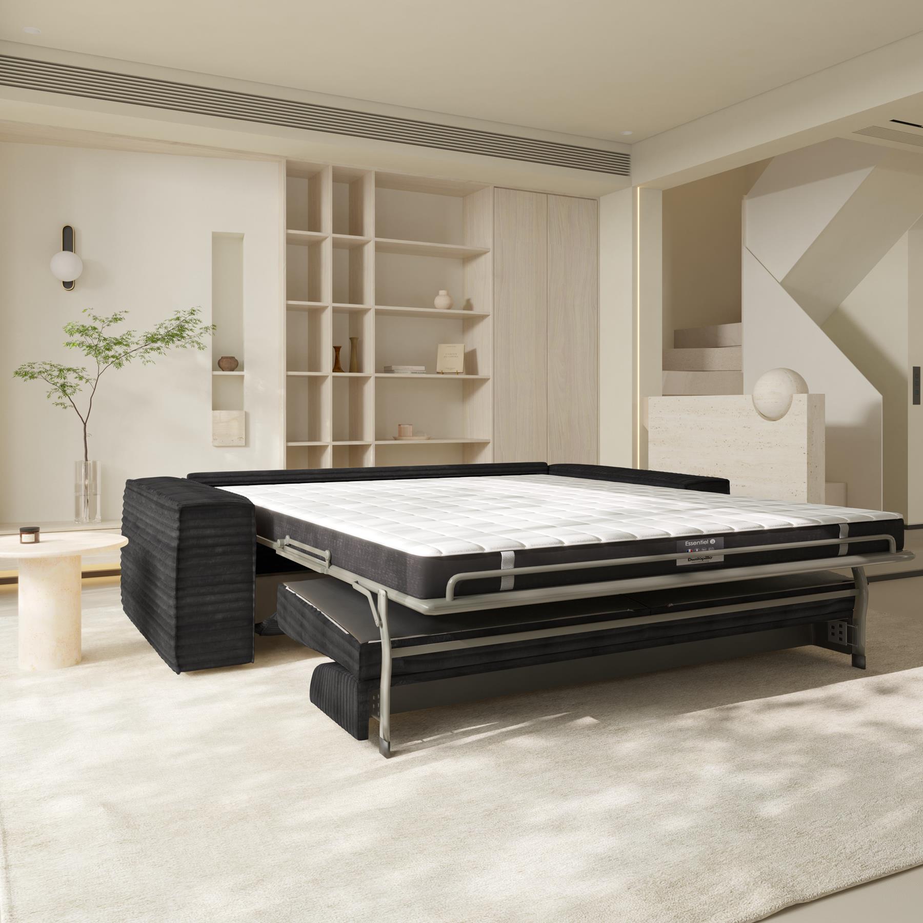 Express slaapbank dunlopillo XXL zwart ribfluweel 160cm