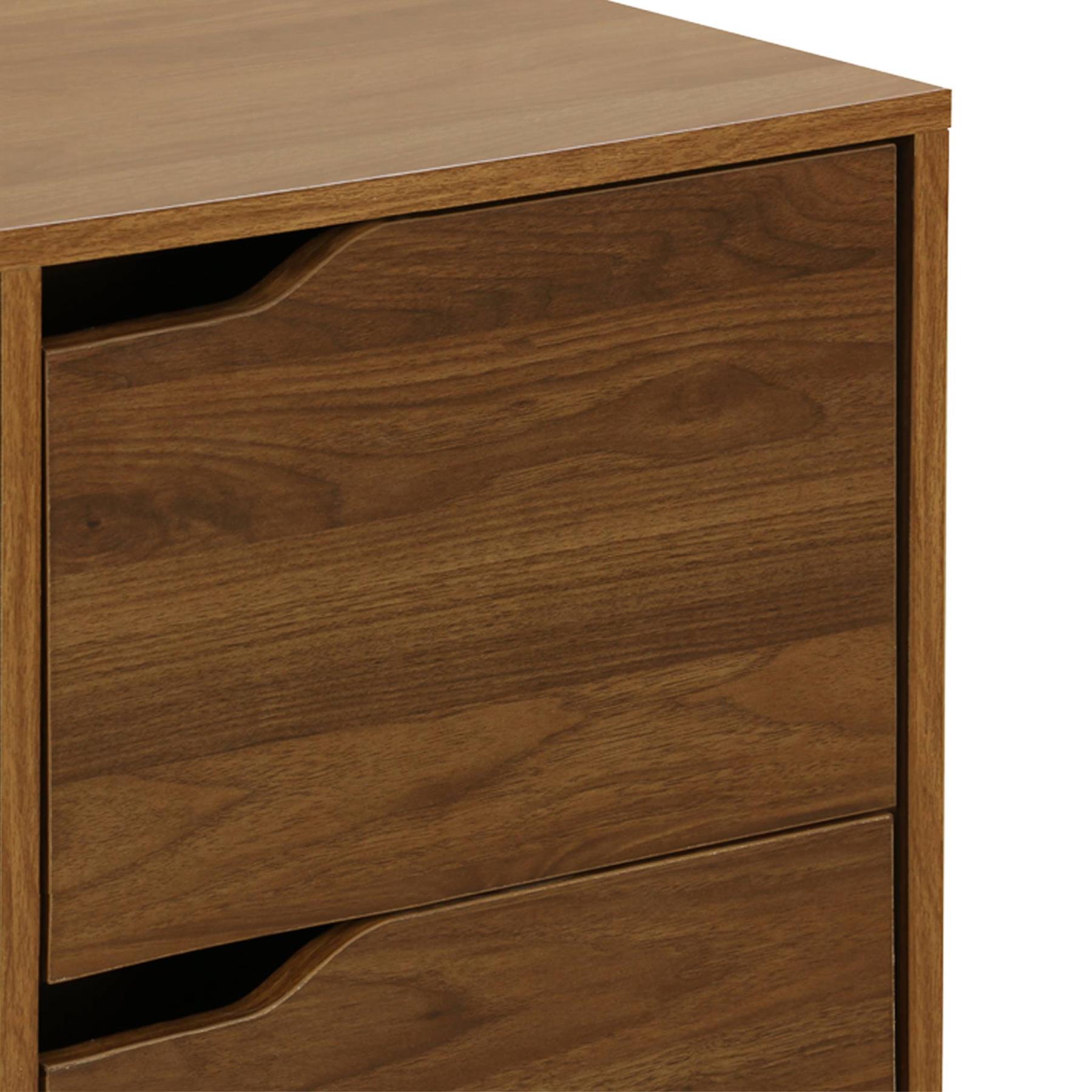 sweeek - Bureau met 2 lades in walnootkleurig hout