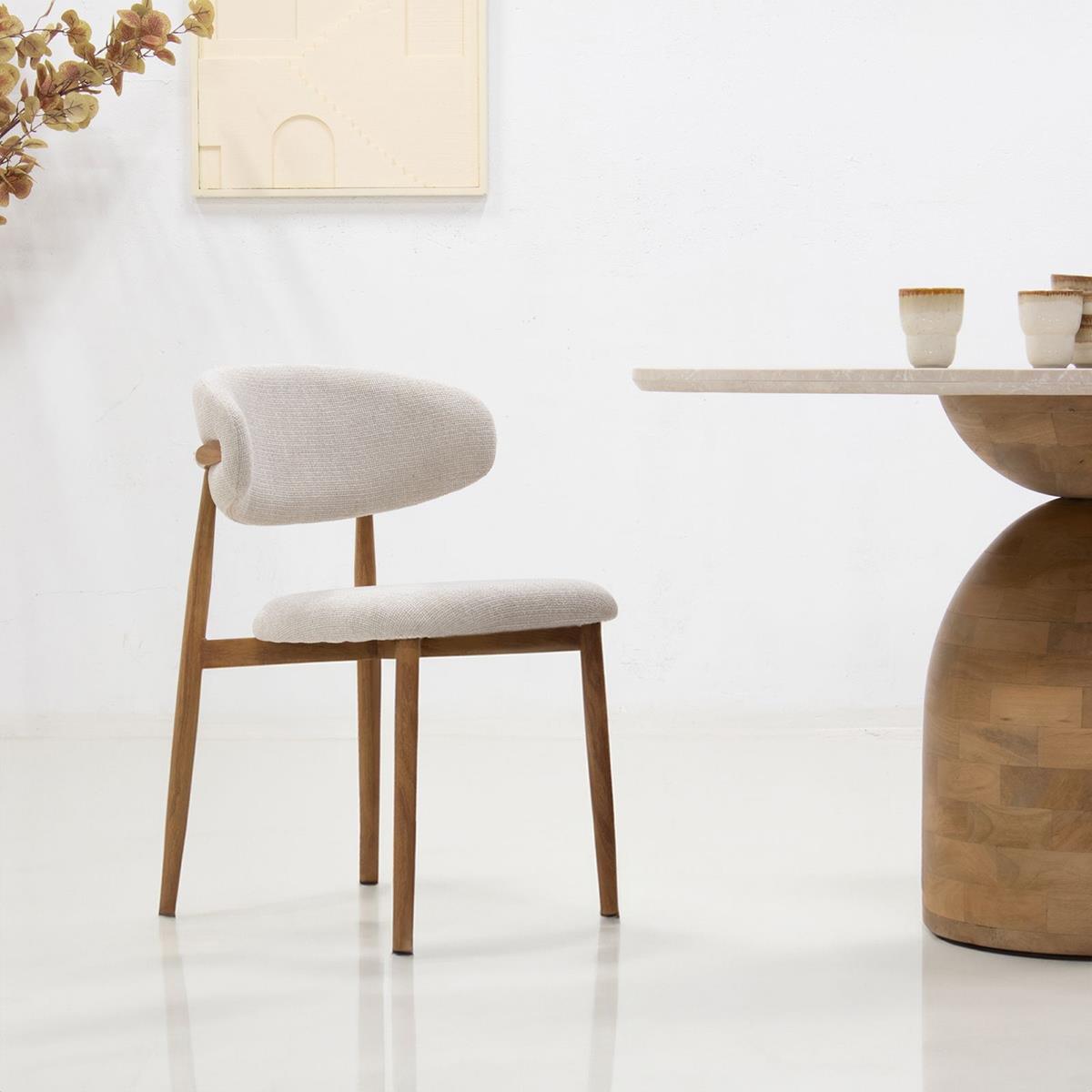 Giga Meubel - Eetkamerstoel Alexia Beige|Naturel  - Set van 2